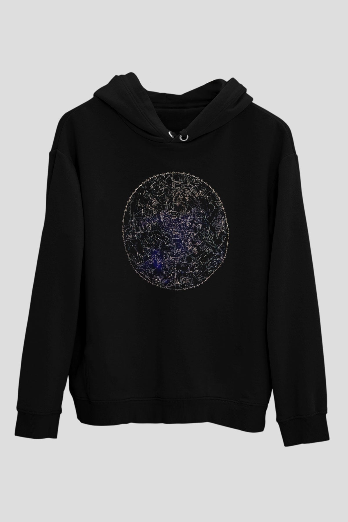 Astronom Siyah Unisex Kapüşonlu Sweatshirt