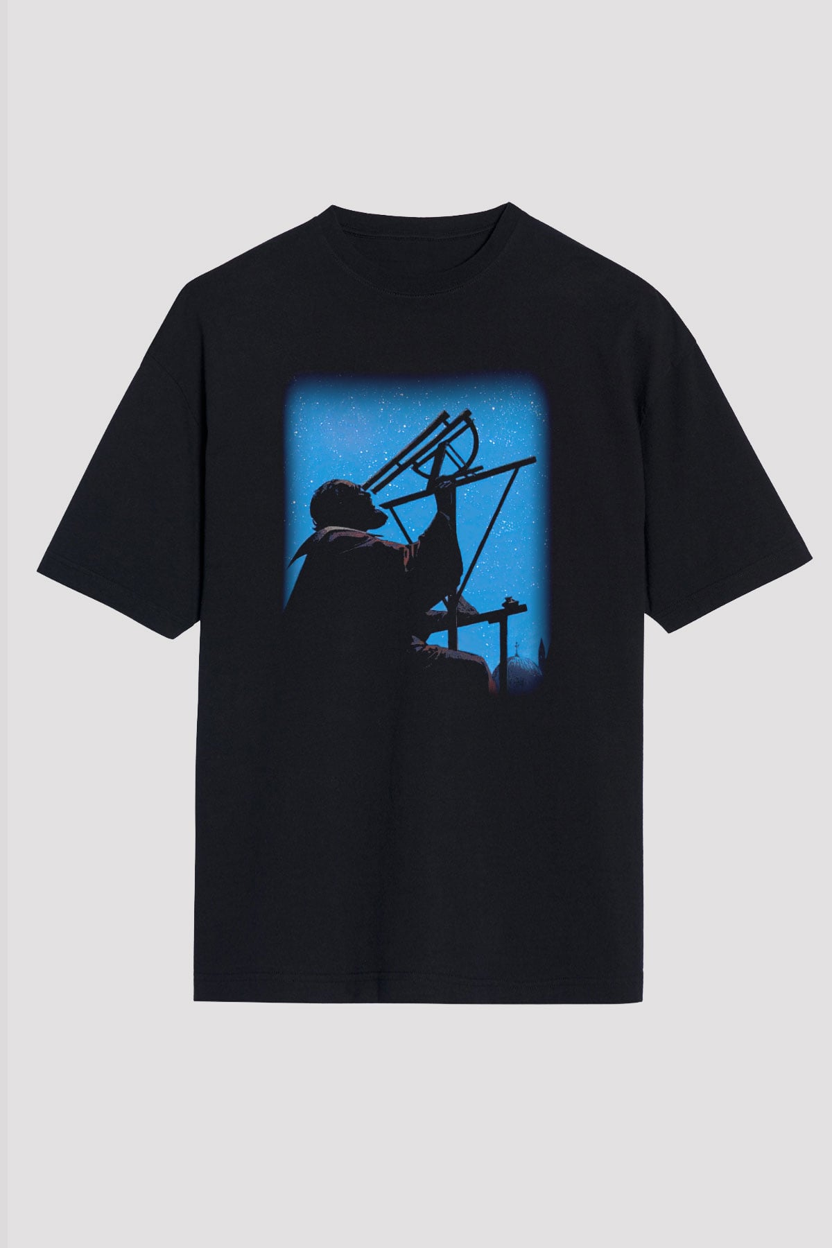 Astronom Siyah Unisex Oversize Tişört T-Shirt