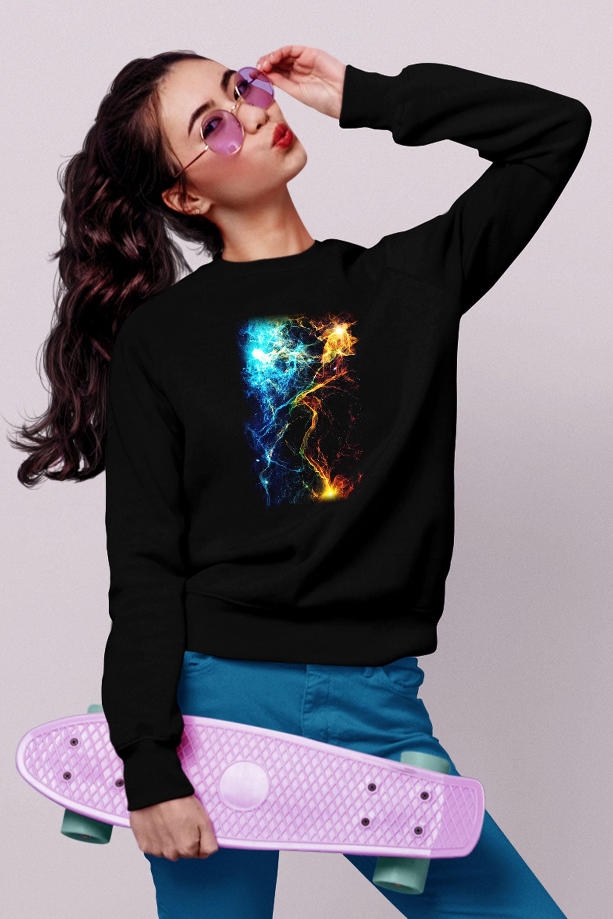 Astronom Siyah Unisex Sweatshirt