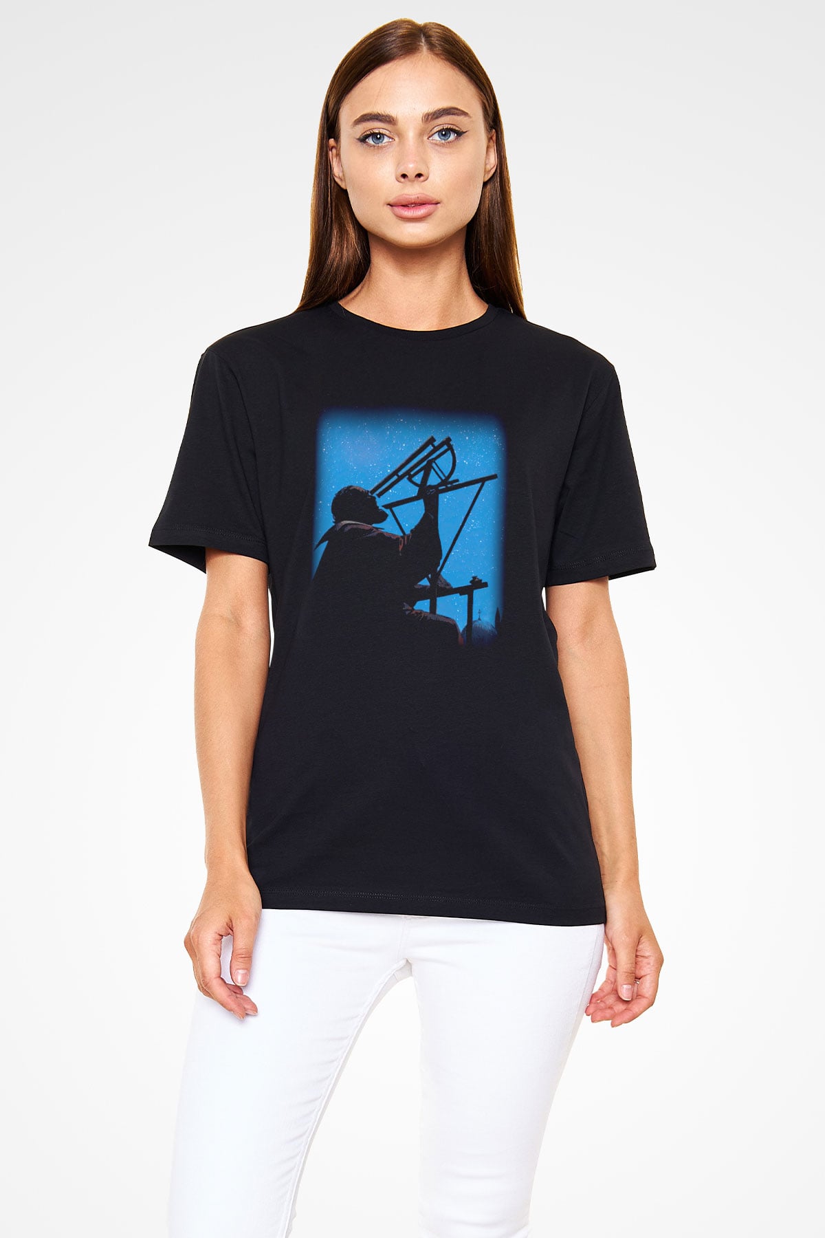 Astronom Siyah Unisex Tişört T-Shirt - TişörtFabrikası