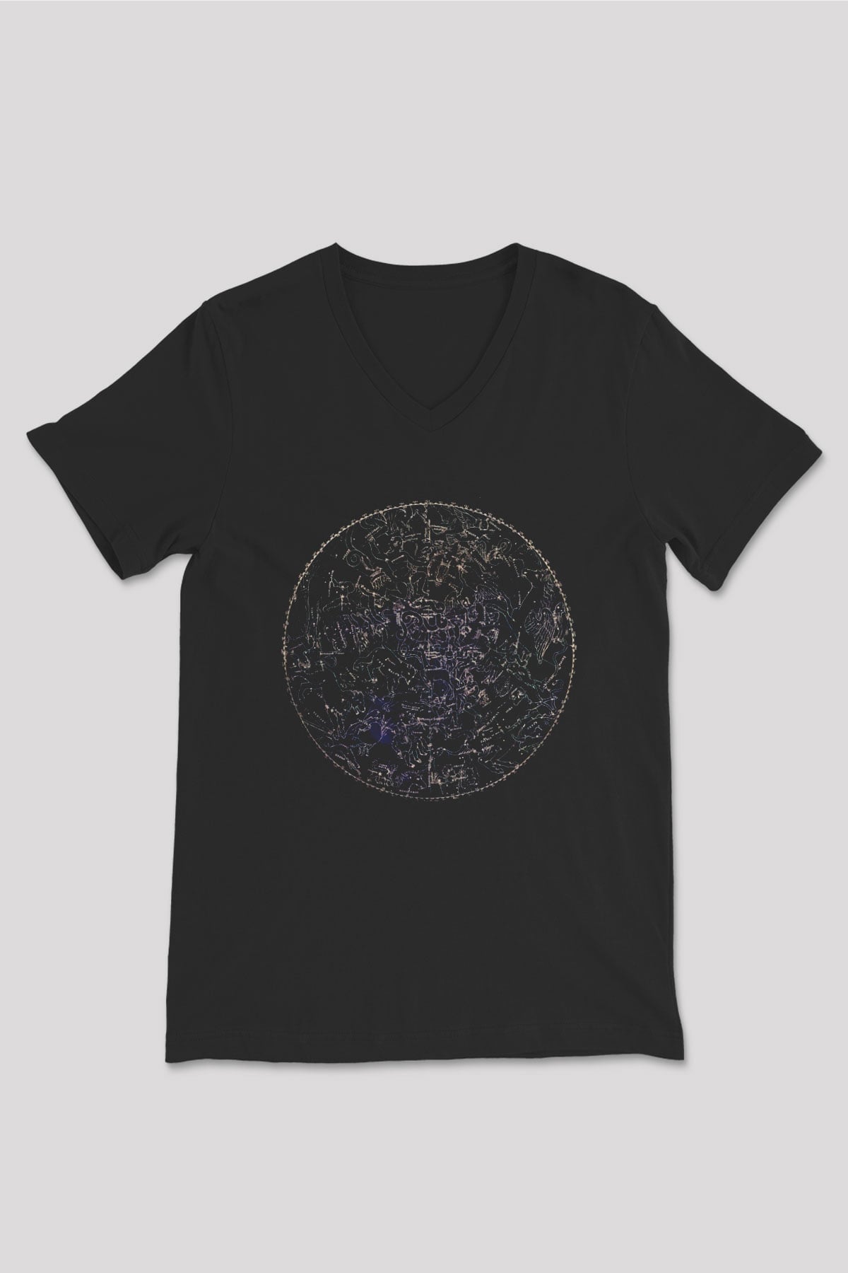 Astronom Siyah Unisex V Yaka Tişört