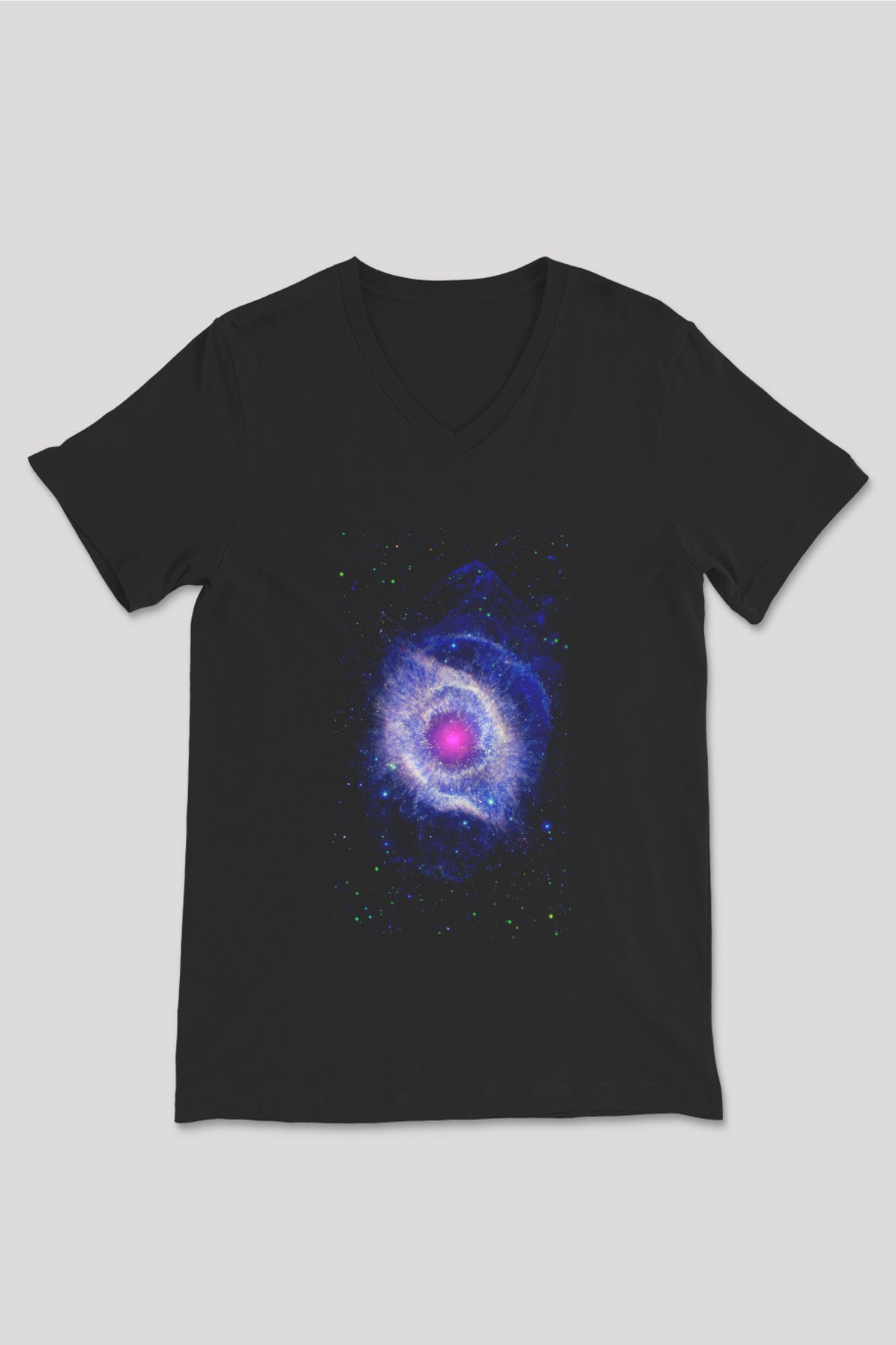 Astronom Siyah Unisex V Yaka Tişört T-Shirt