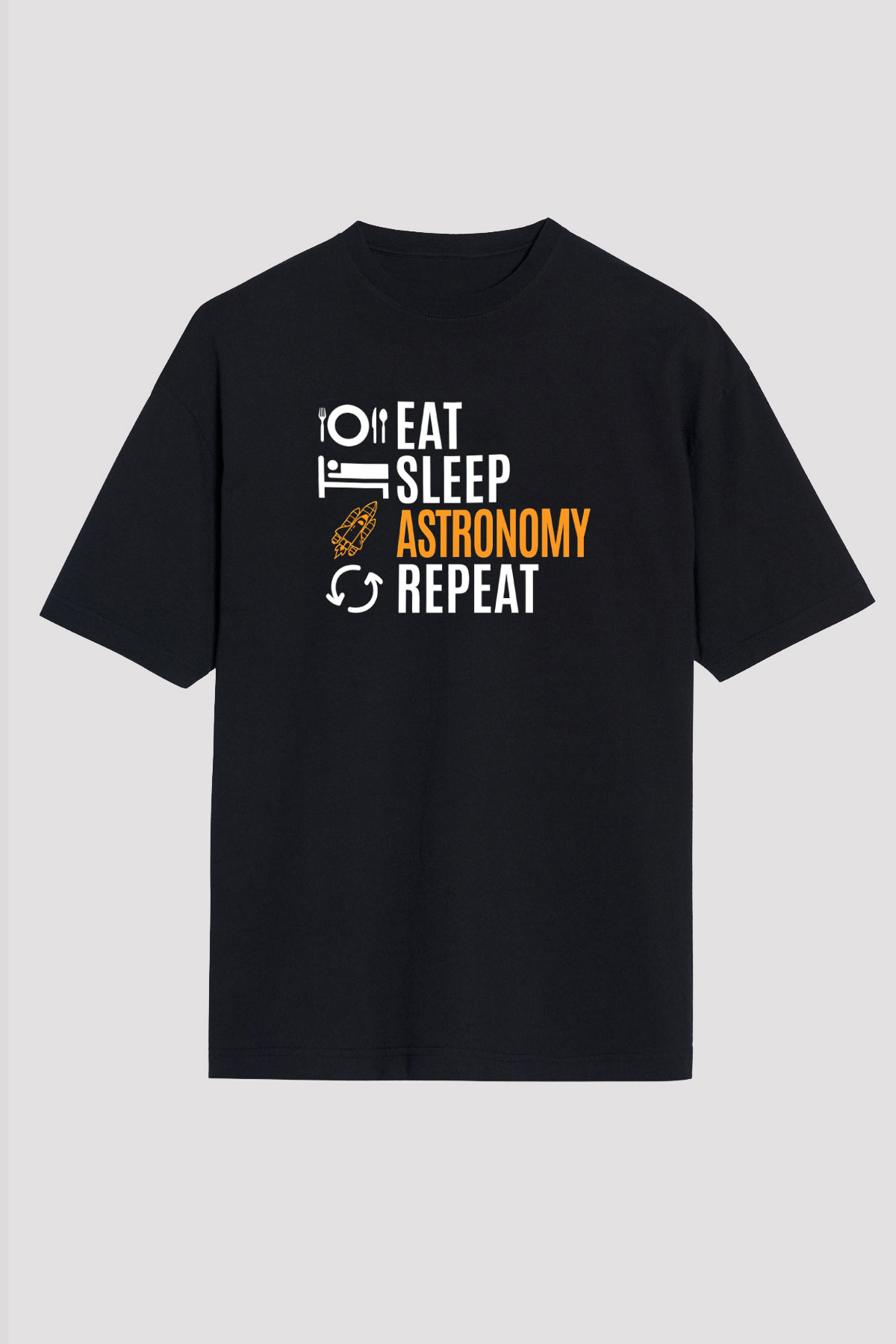Astronomi Baskılı Unisex Oversize Tişört - Tshirt