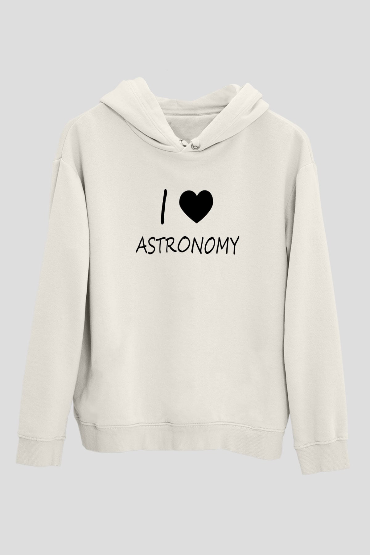 Astronomi Sevenler Baskılı Unisex Ekru Hoodie