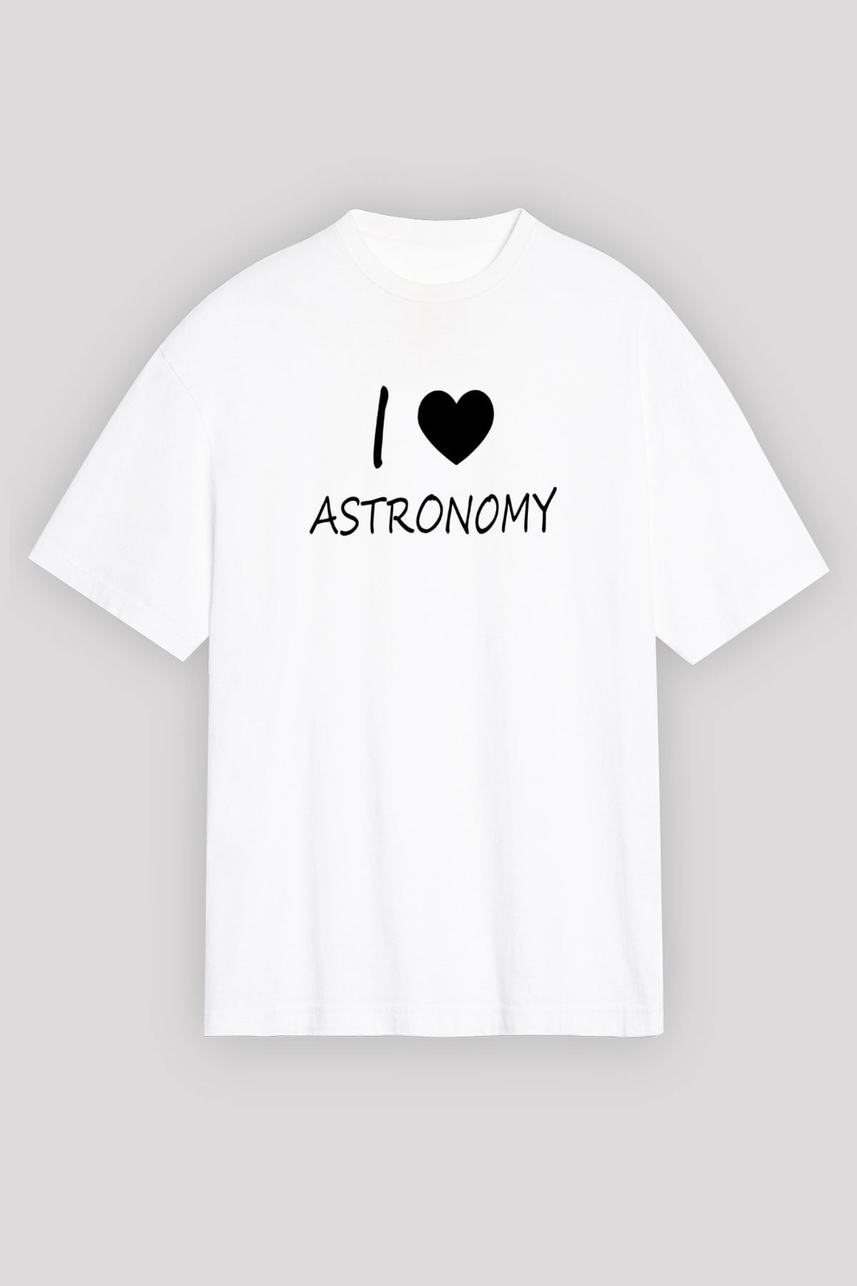 Astronomi Sevenler Baskılı Unisex Oversize Beyaz Tişört - Tshirt