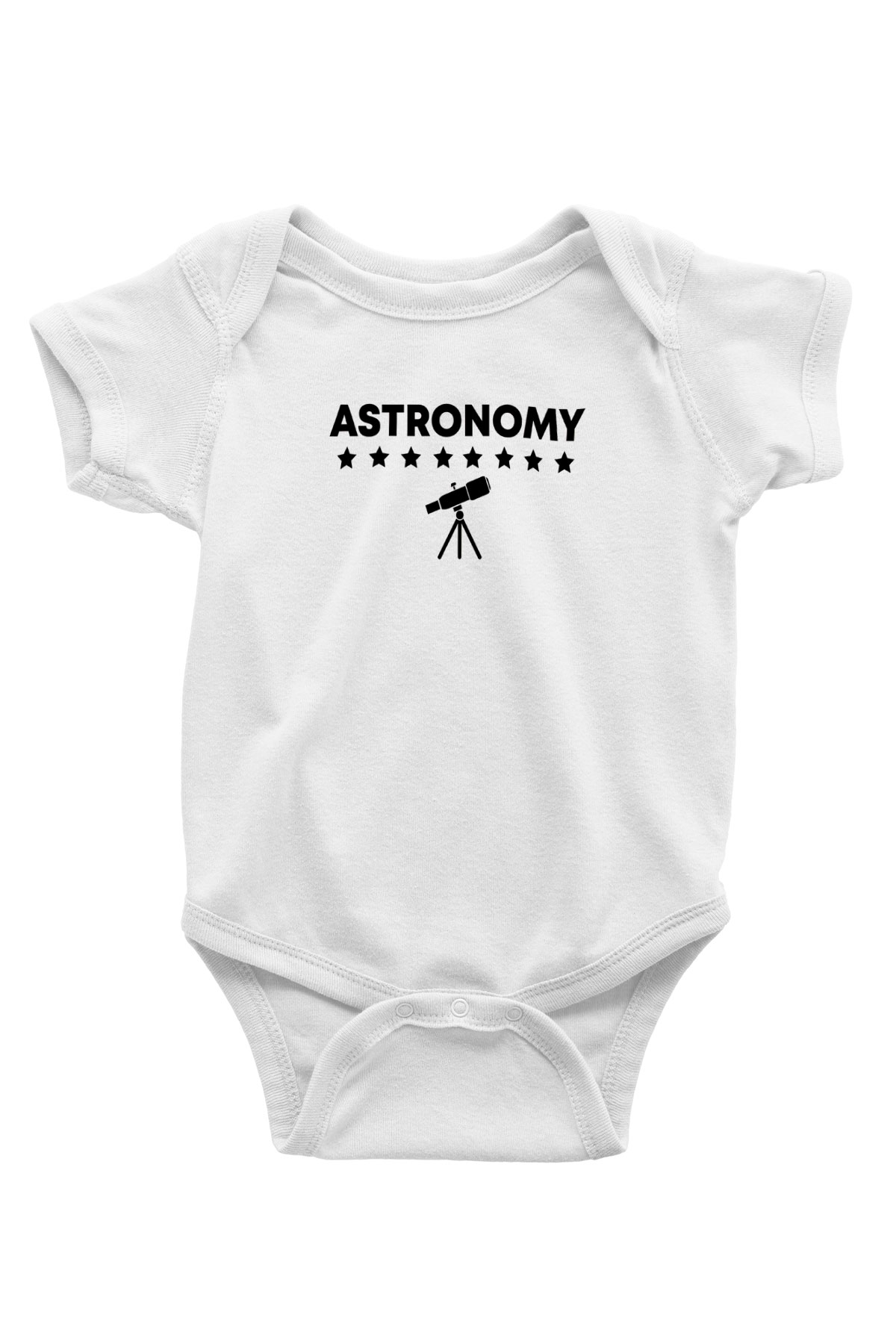 Astronomi Teleskop Baskılı Beyaz Bebek Body - Zıbın
