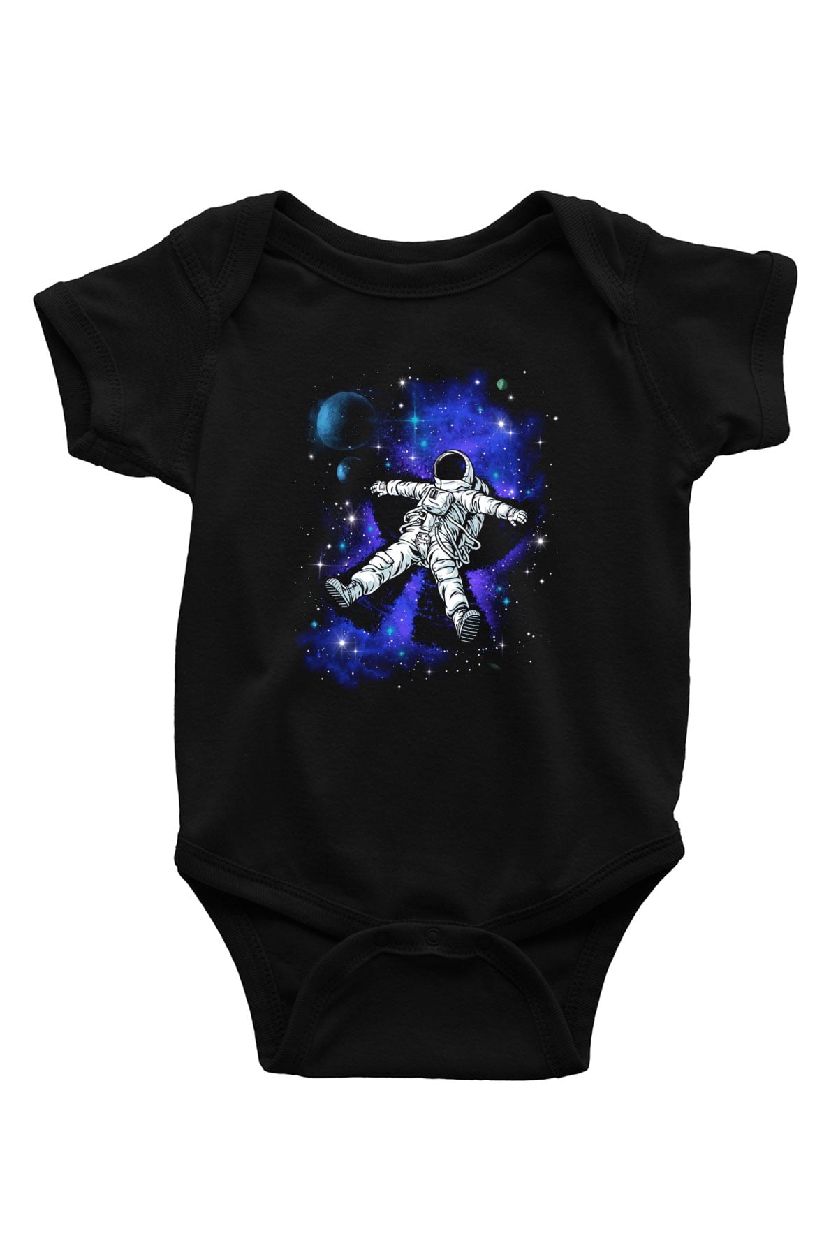 Astronot Baskılı Siyah Bebek Body - Zıbın