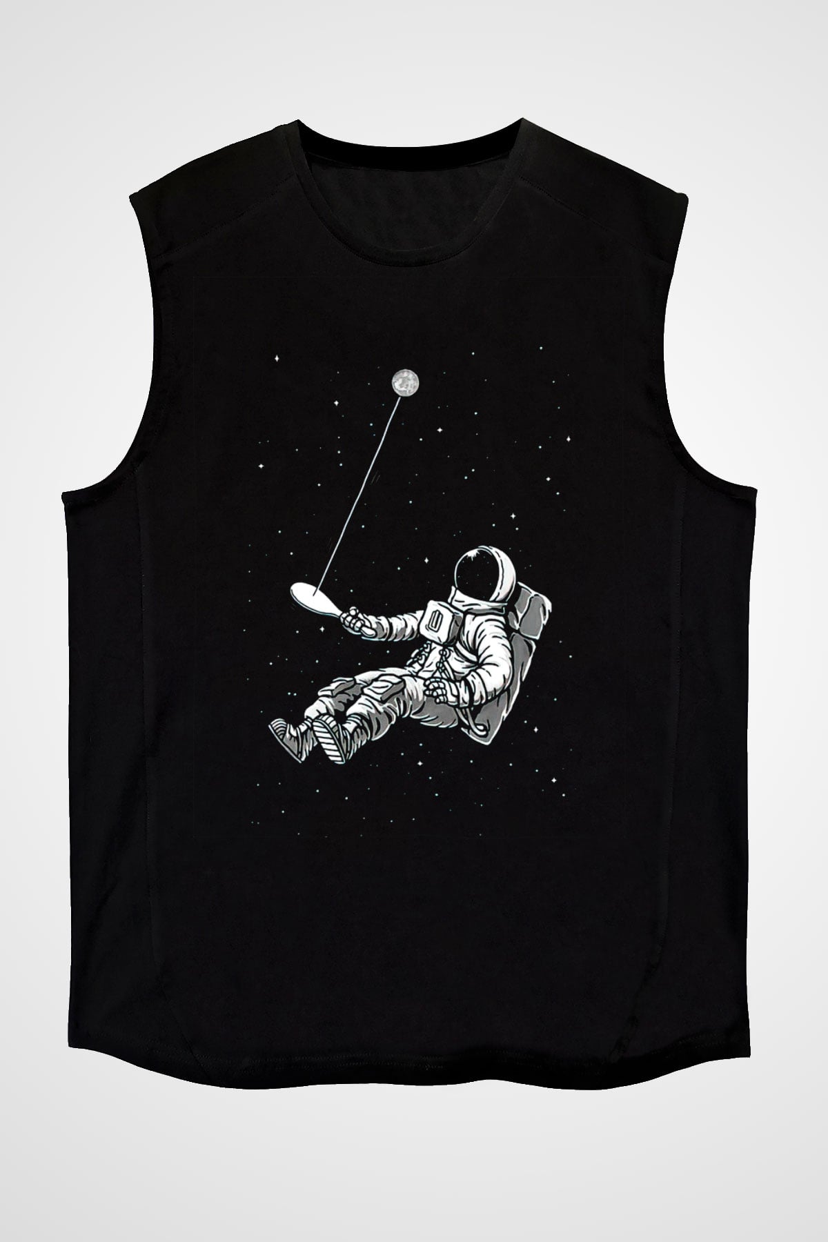 Astronot Siyah Unisex Kolsuz Tişört