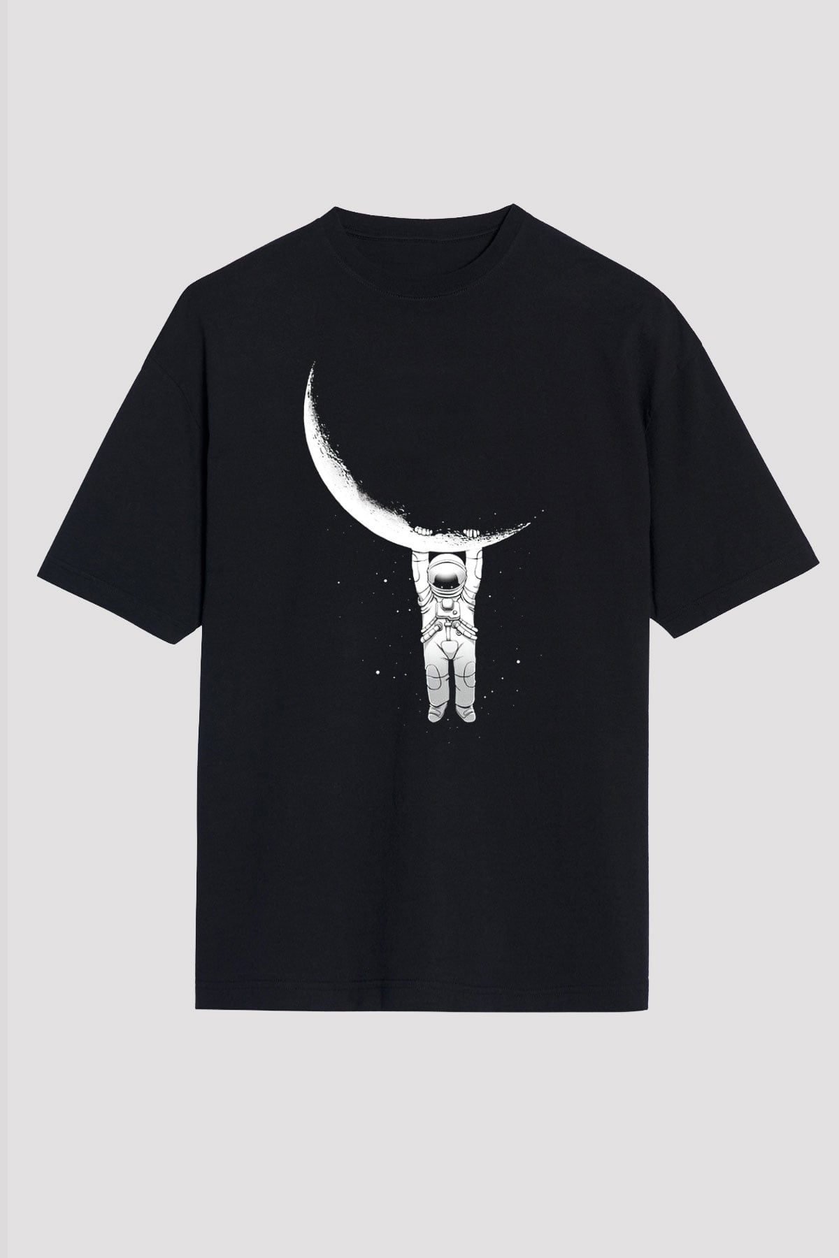 Astronot Siyah Unisex Oversize Tişört T-Shirt