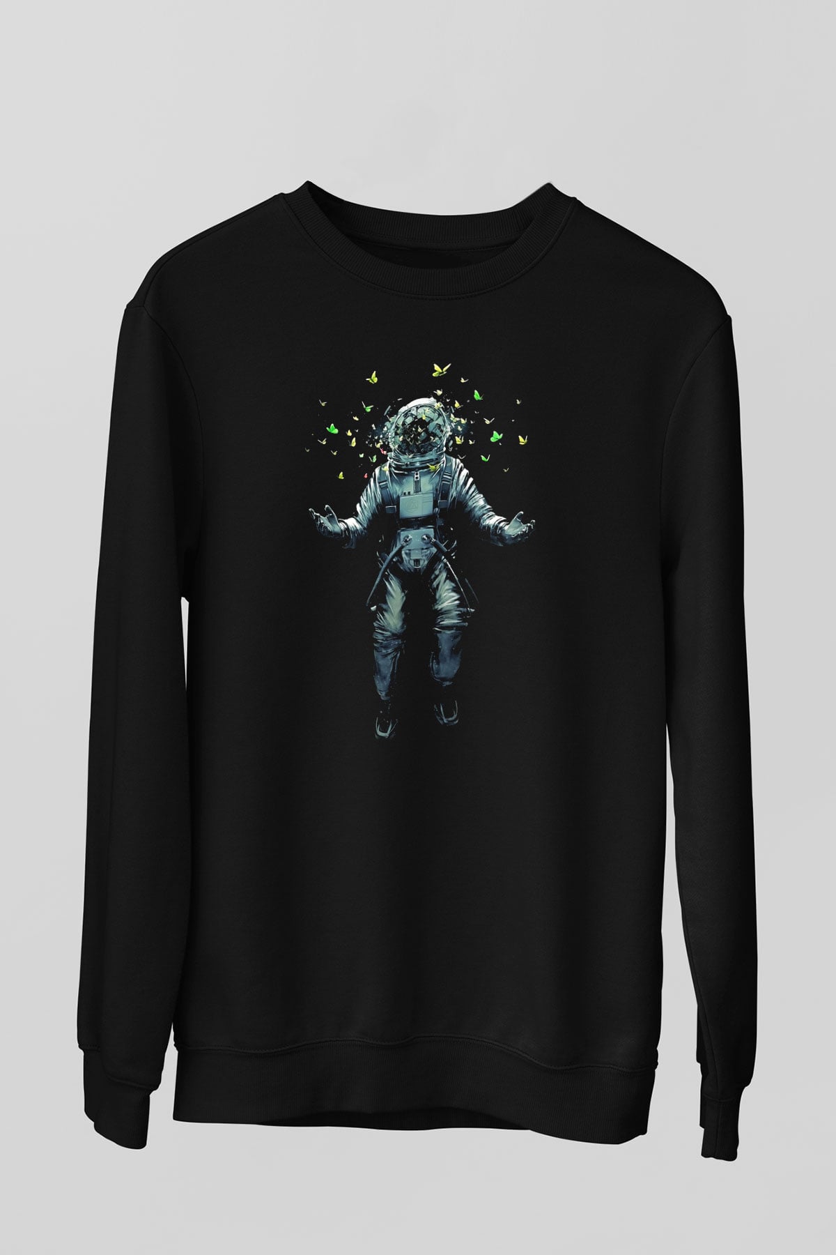 Astronot Siyah Unisex Sweatshirt