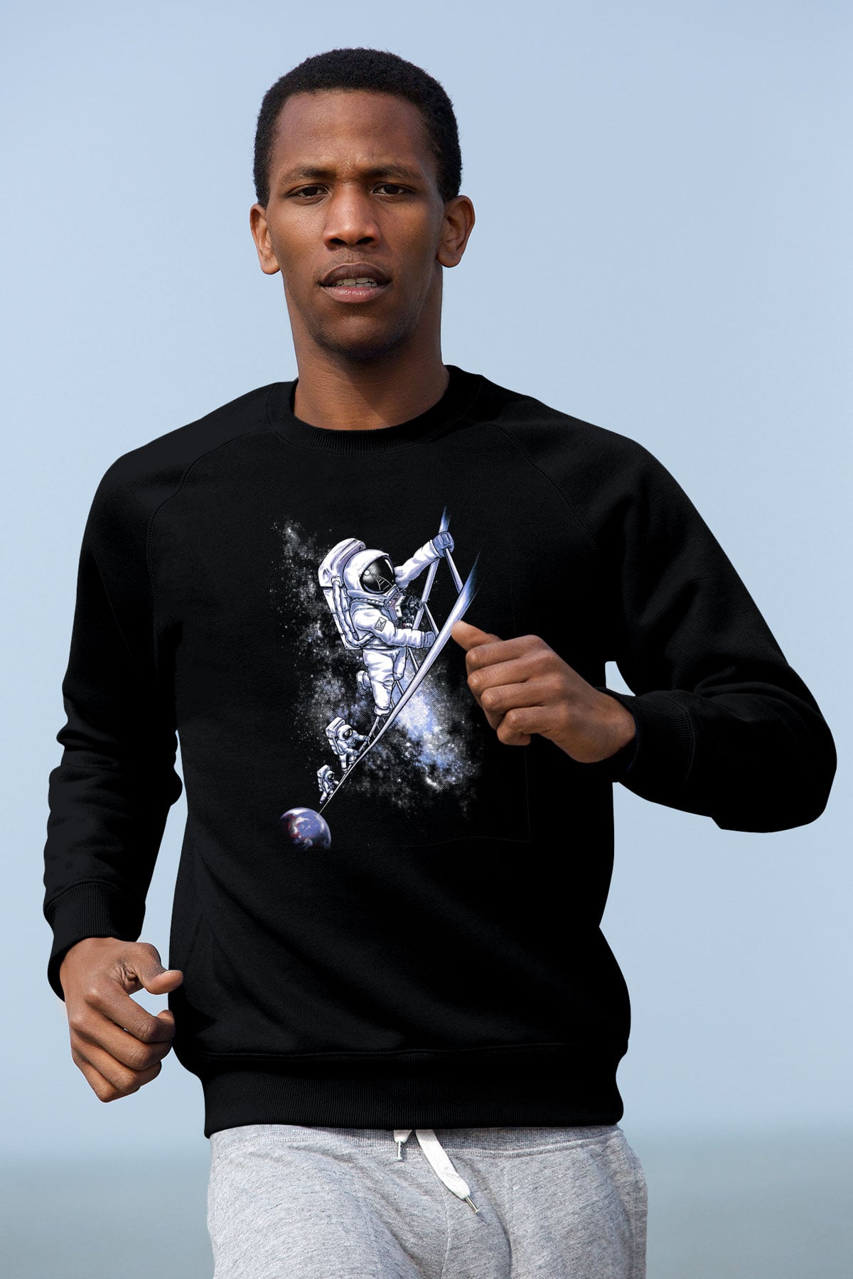 Astronot Siyah Unisex Sweatshirt