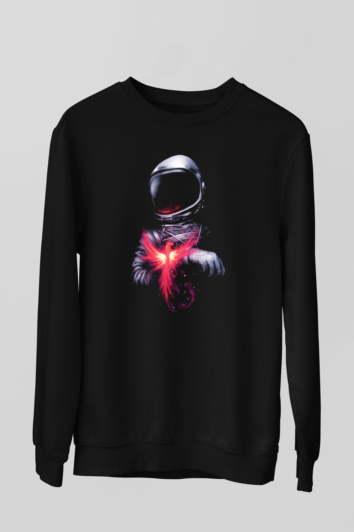 Astronot Siyah Unisex Sweatshirt