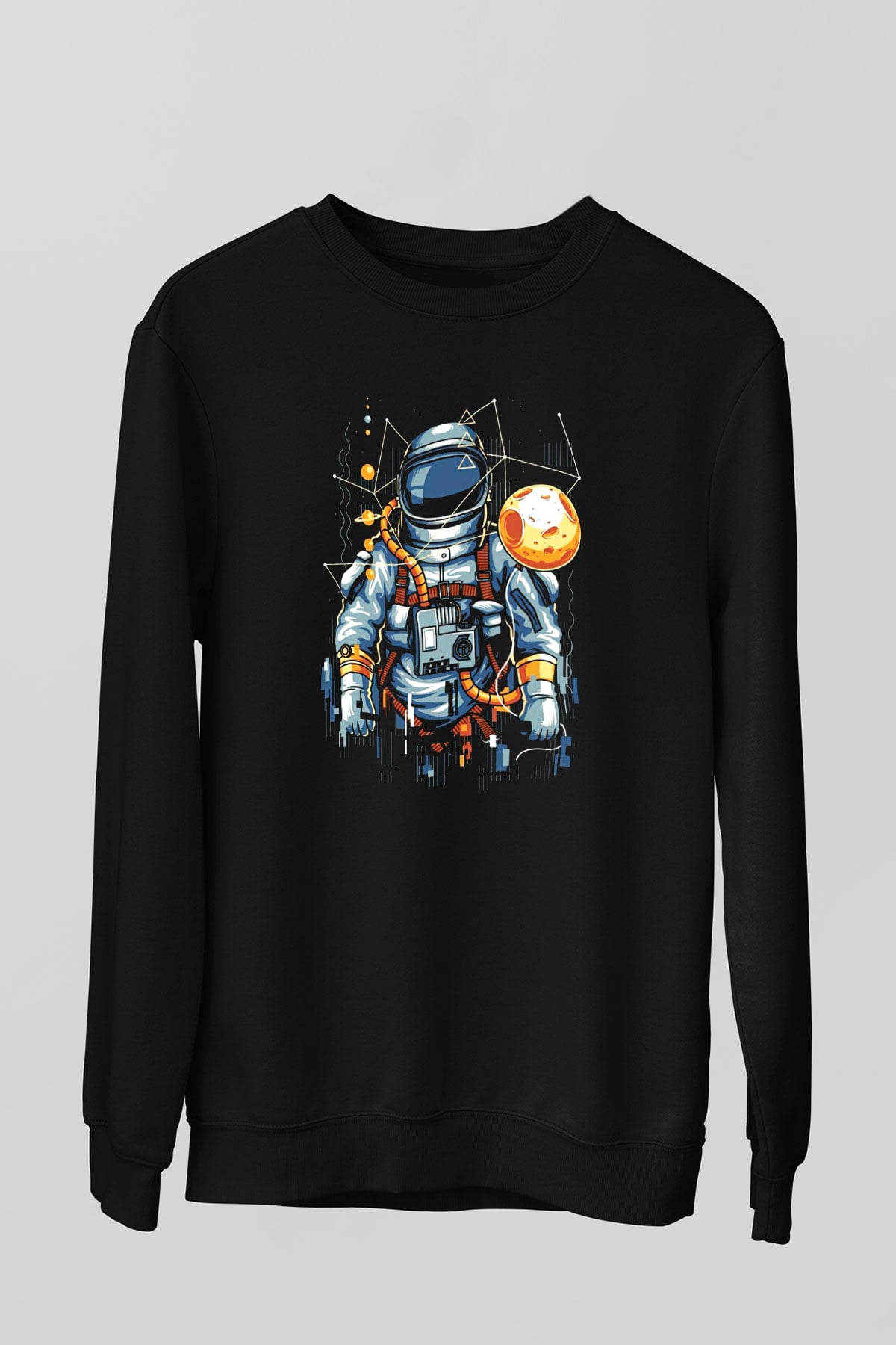 Astronot Siyah Unisex Sweatshirt