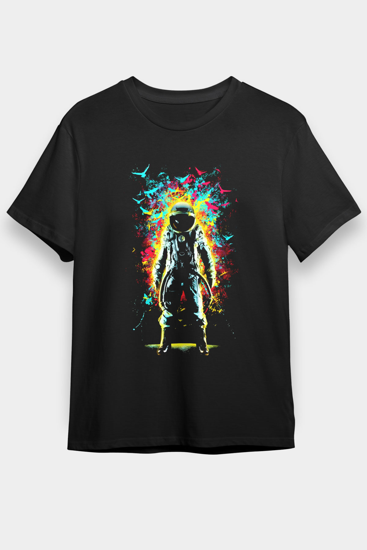 Astronot Siyah Unisex Tişört T-Shirt - TişörtFabrikası