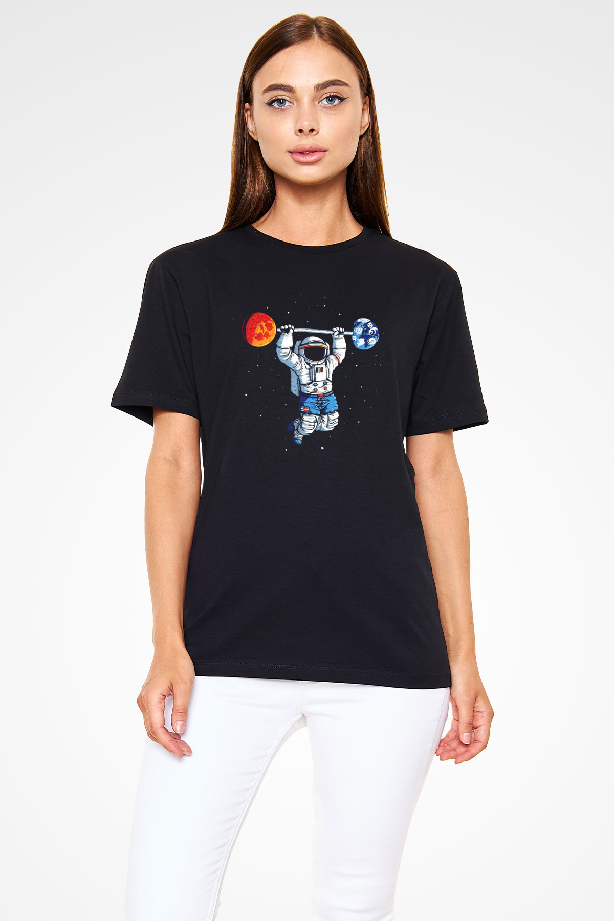 Astronot Siyah Unisex Tişört T-Shirt - TişörtFabrikası