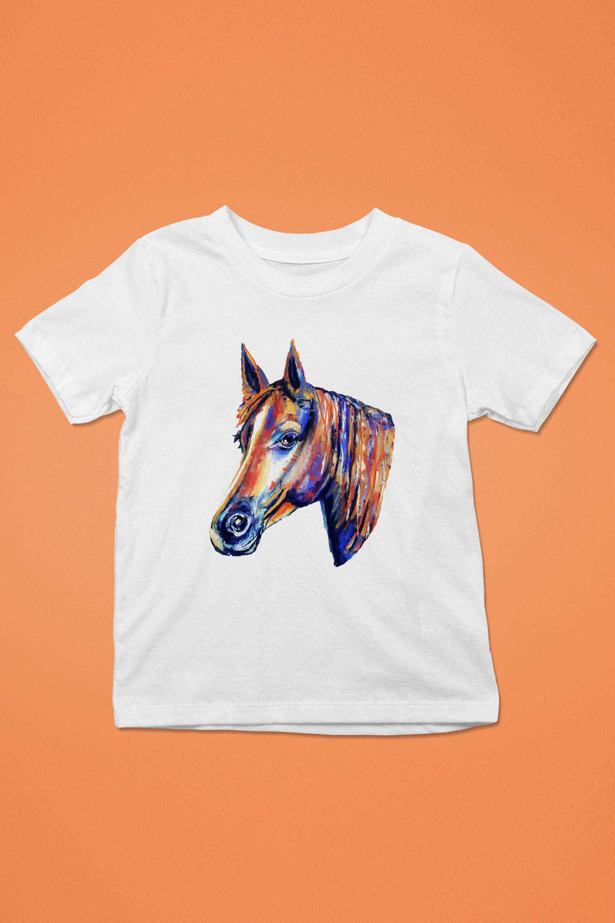 At Baskılı Beyaz Unisex Çocuk Tişört