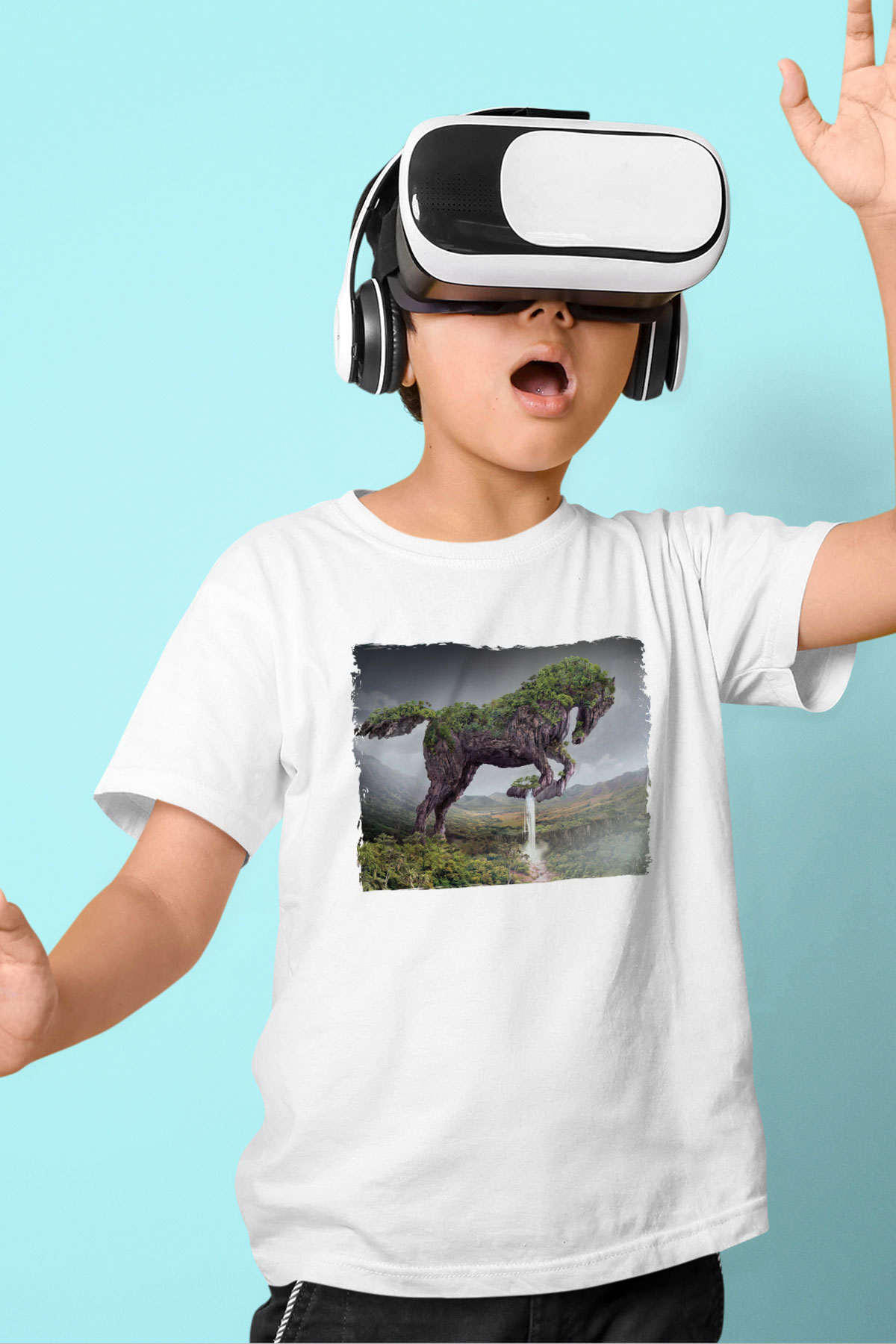 At Baskılı Unisex Beyaz  Çocuk Tişört