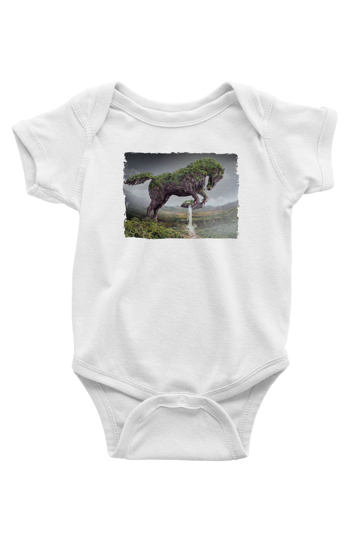 At BaskılıBeyaz  Bebek Body - Zıbın