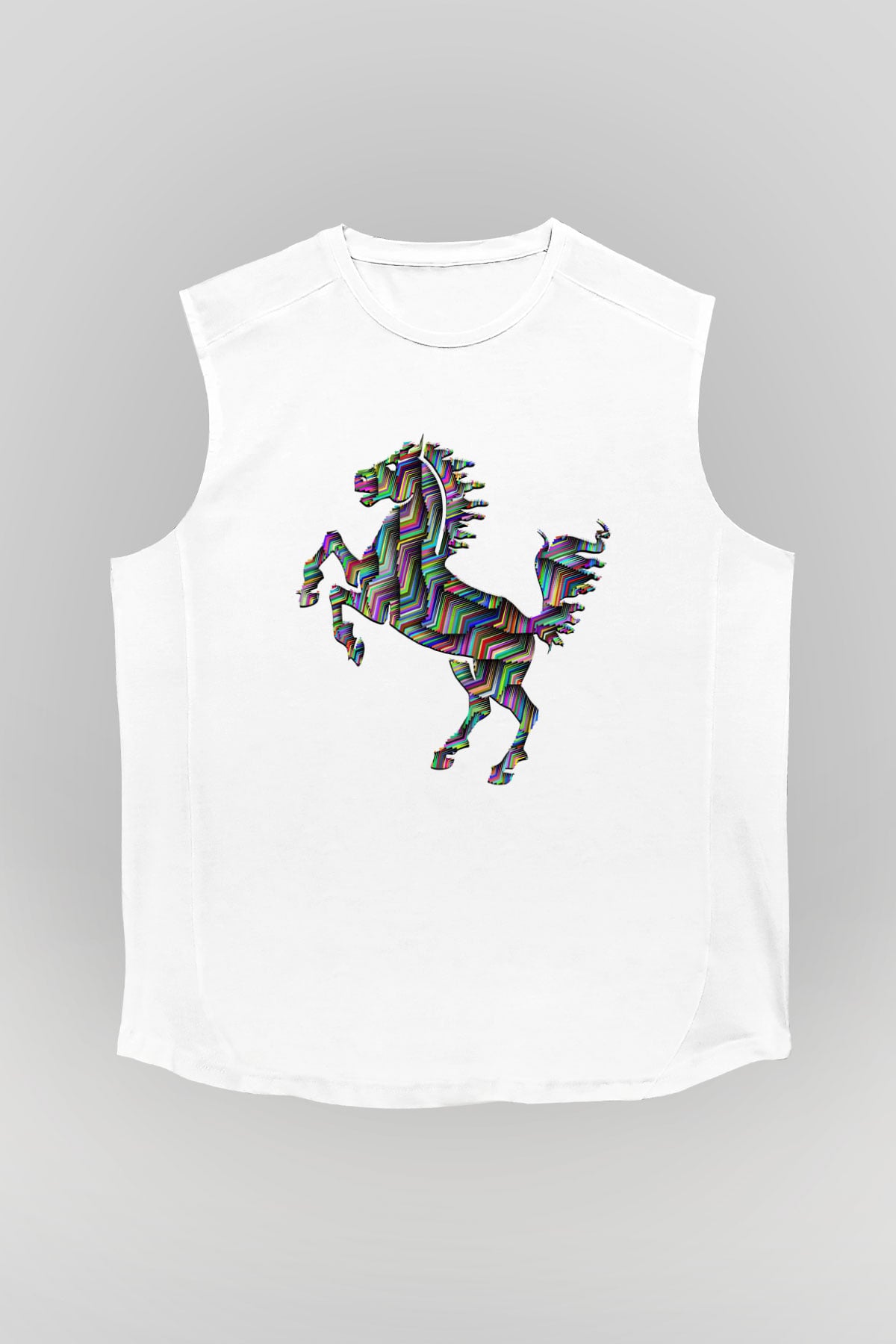 At Beyaz Unisex Kolsuz Tişört