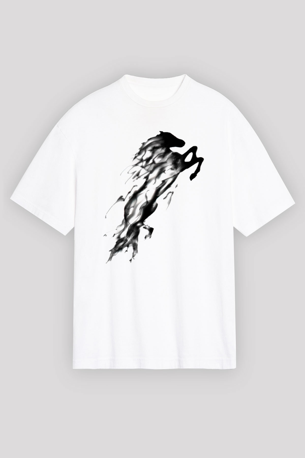 At Beyaz Unisex Oversize Tişört T-Shirt