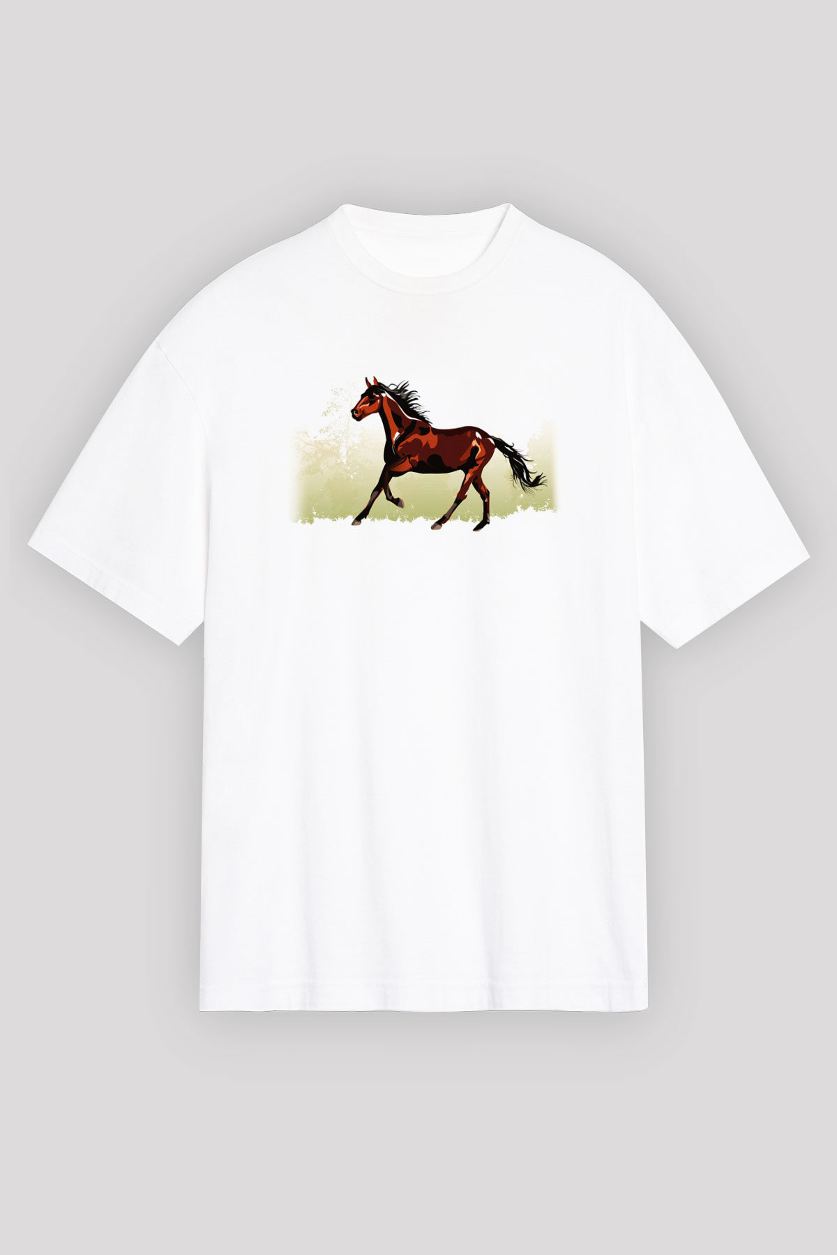 At Beyaz Unisex Oversize Tişört T-Shirt