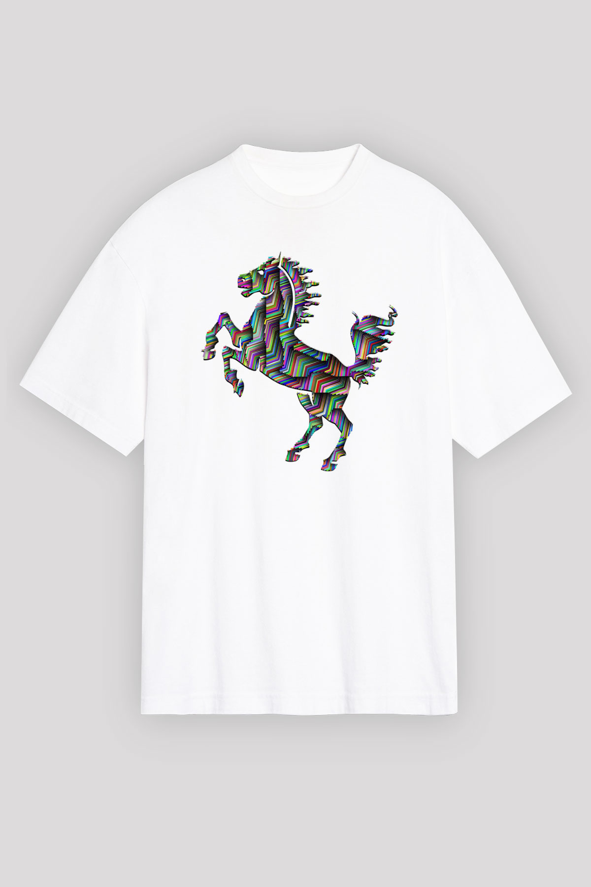 At Beyaz Unisex Oversize Tişört T-Shirt