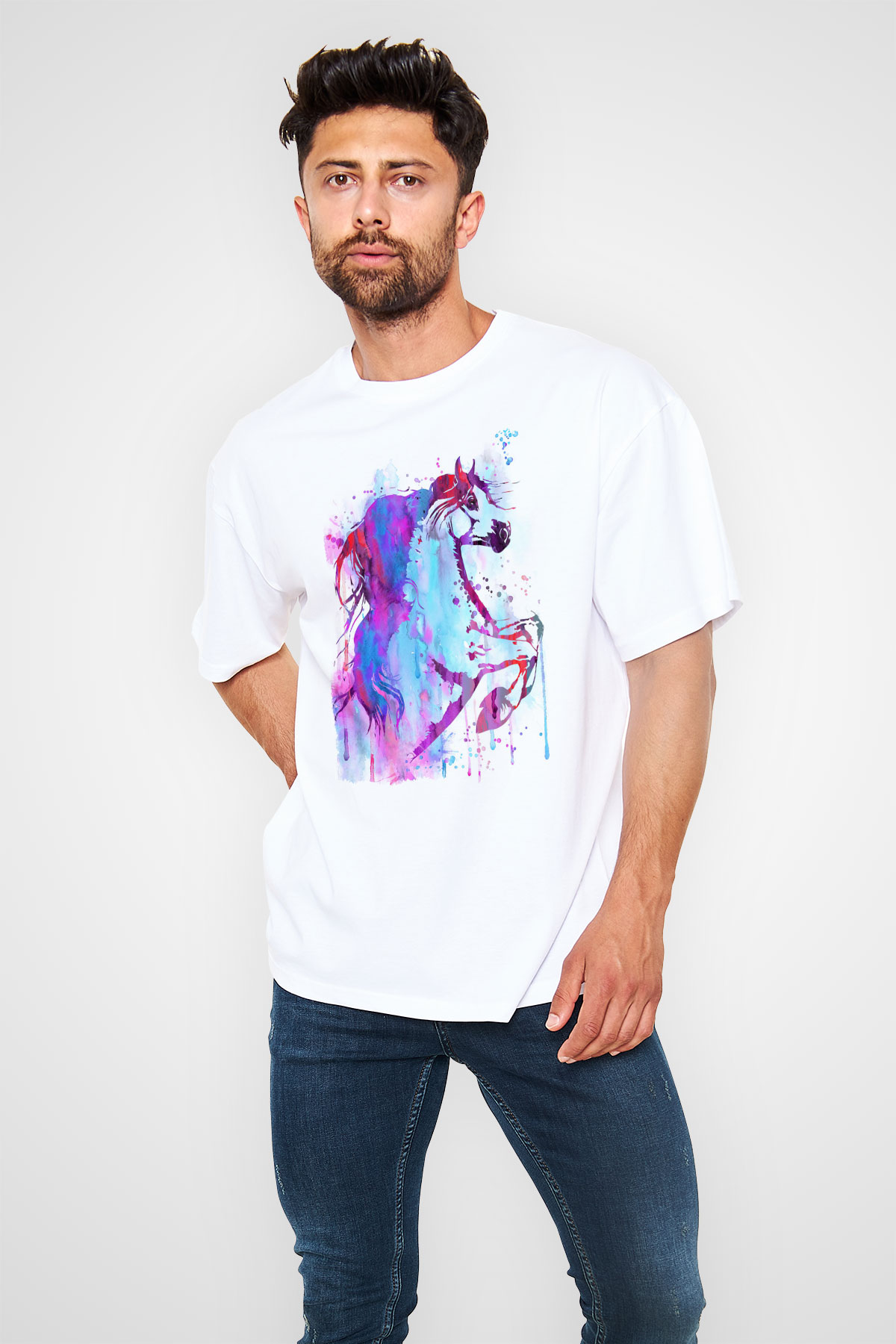 At Beyaz Unisex Tişört T-Shirt - TişörtFabrikası