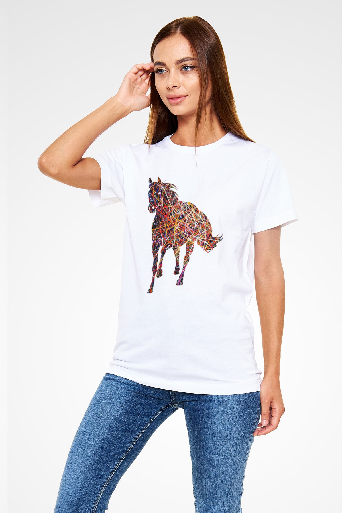 At Beyaz Unisex Tişört T-Shirt - TişörtFabrikası