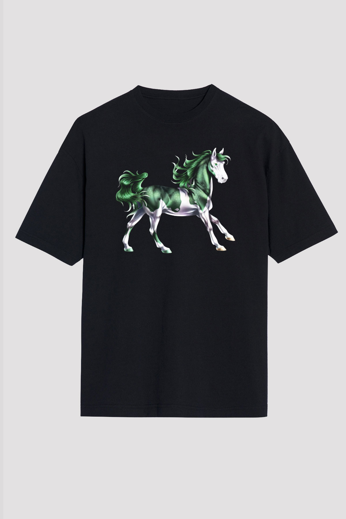 At Siyah Unisex Oversize Tişört T-Shirt