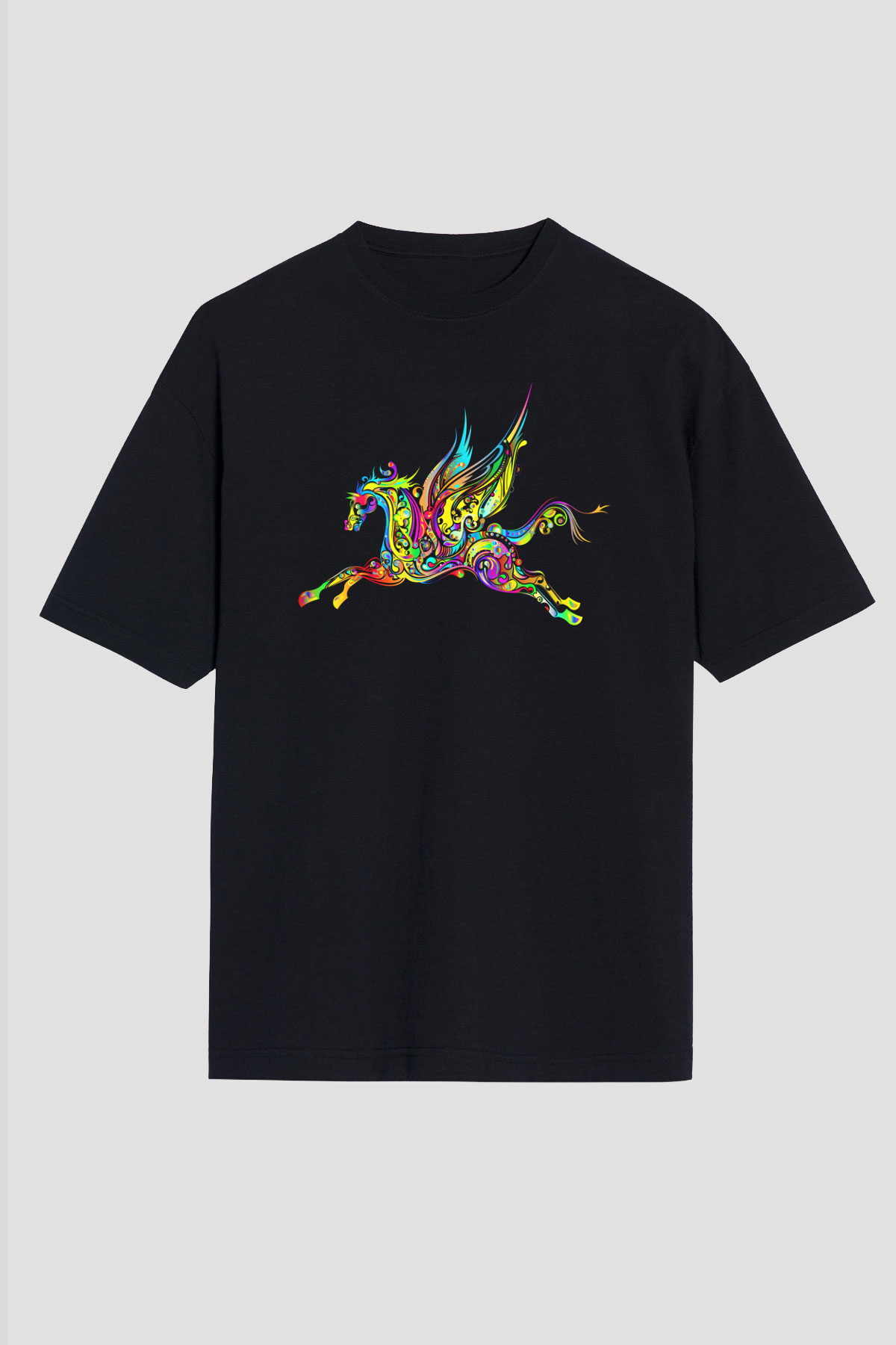 At Siyah Unisex Oversize Tişört T-Shirt