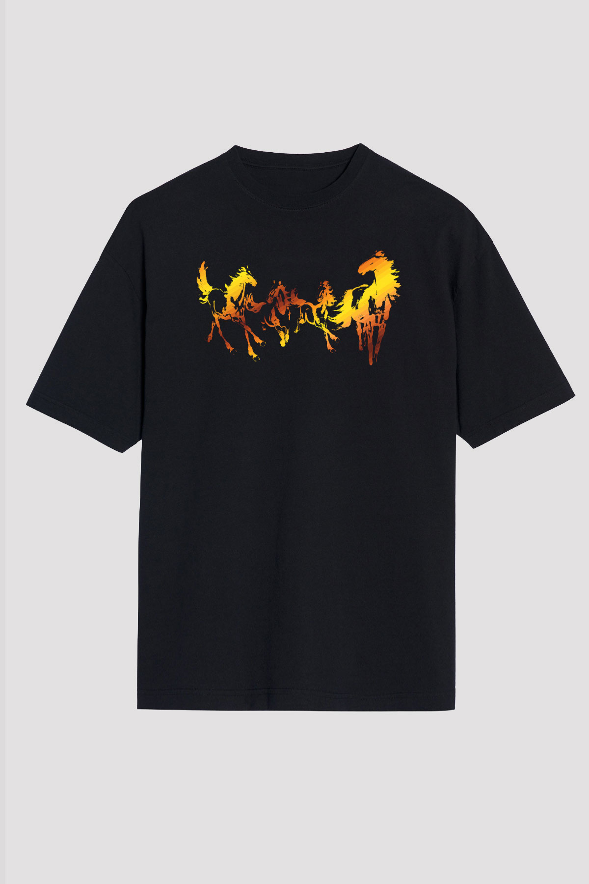 At Siyah Unisex Oversize Tişört T-Shirt