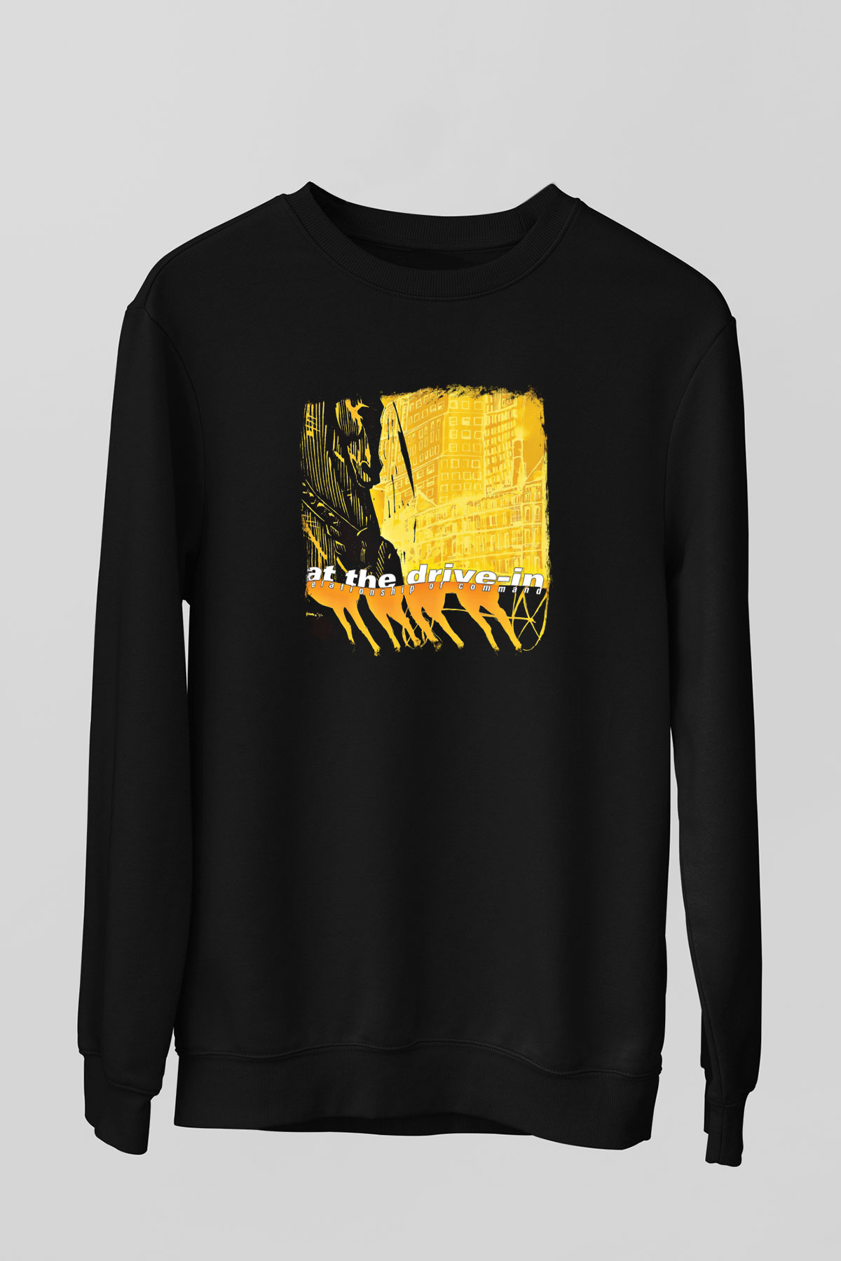 At the Drive-In Baskılı Unisex Siyah Sweatshirt