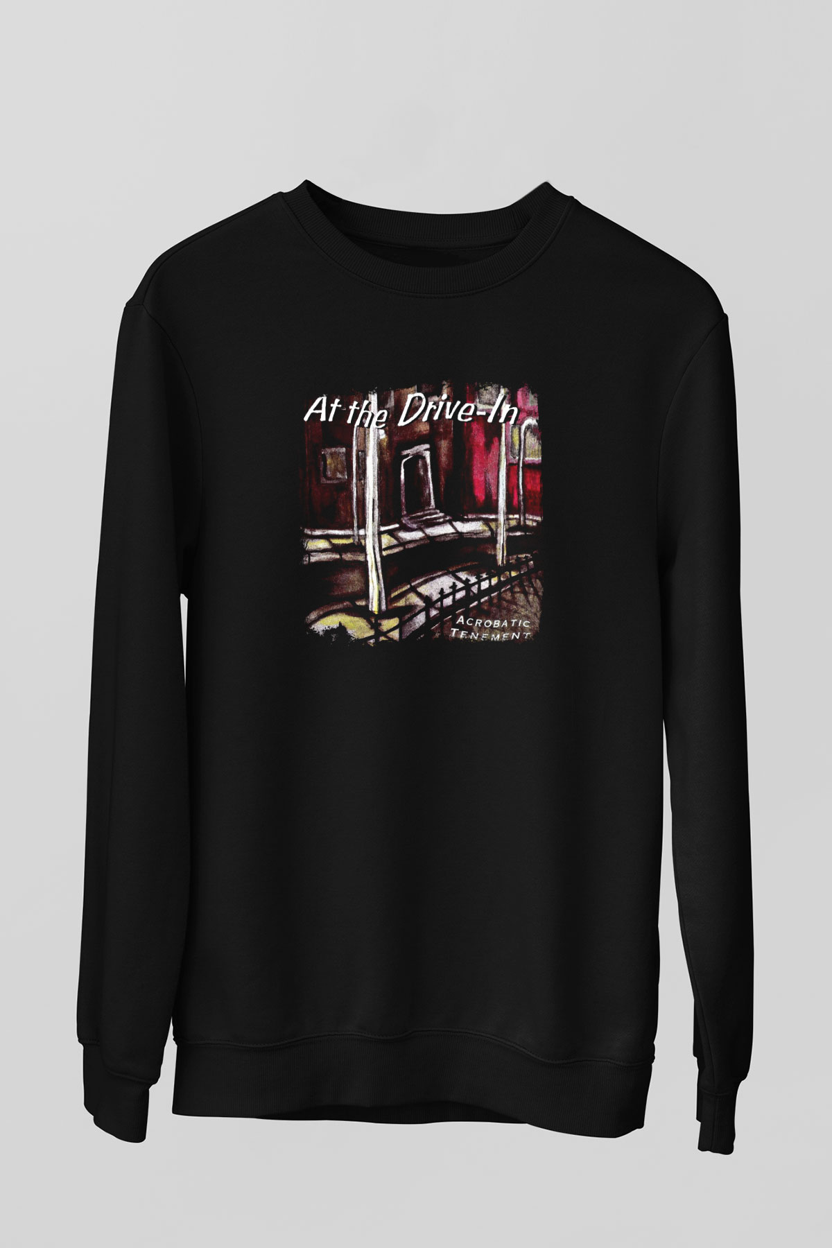 At the Drive-In Baskılı Unisex Siyah Sweatshirt