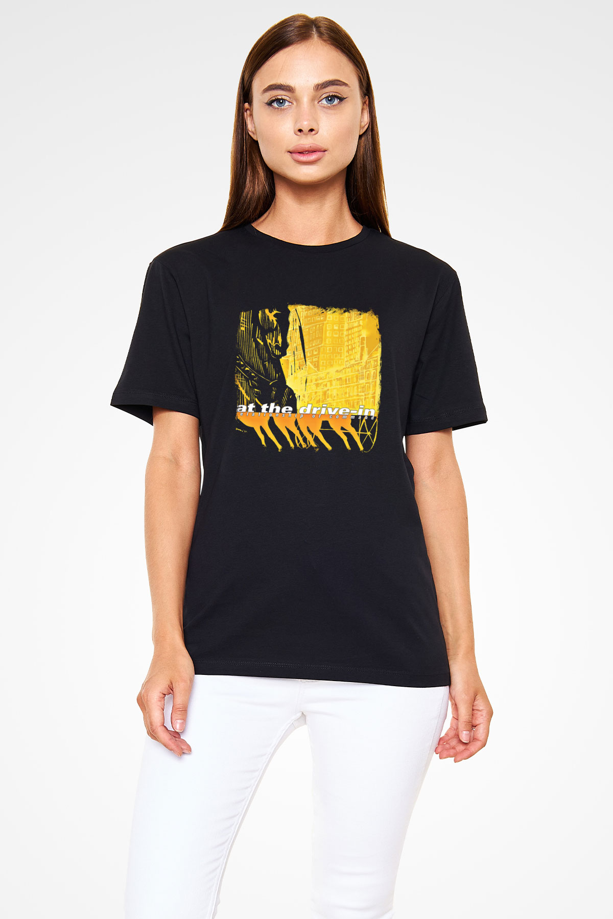 At the Drive-In Baskılı Unisex Siyah Tişört