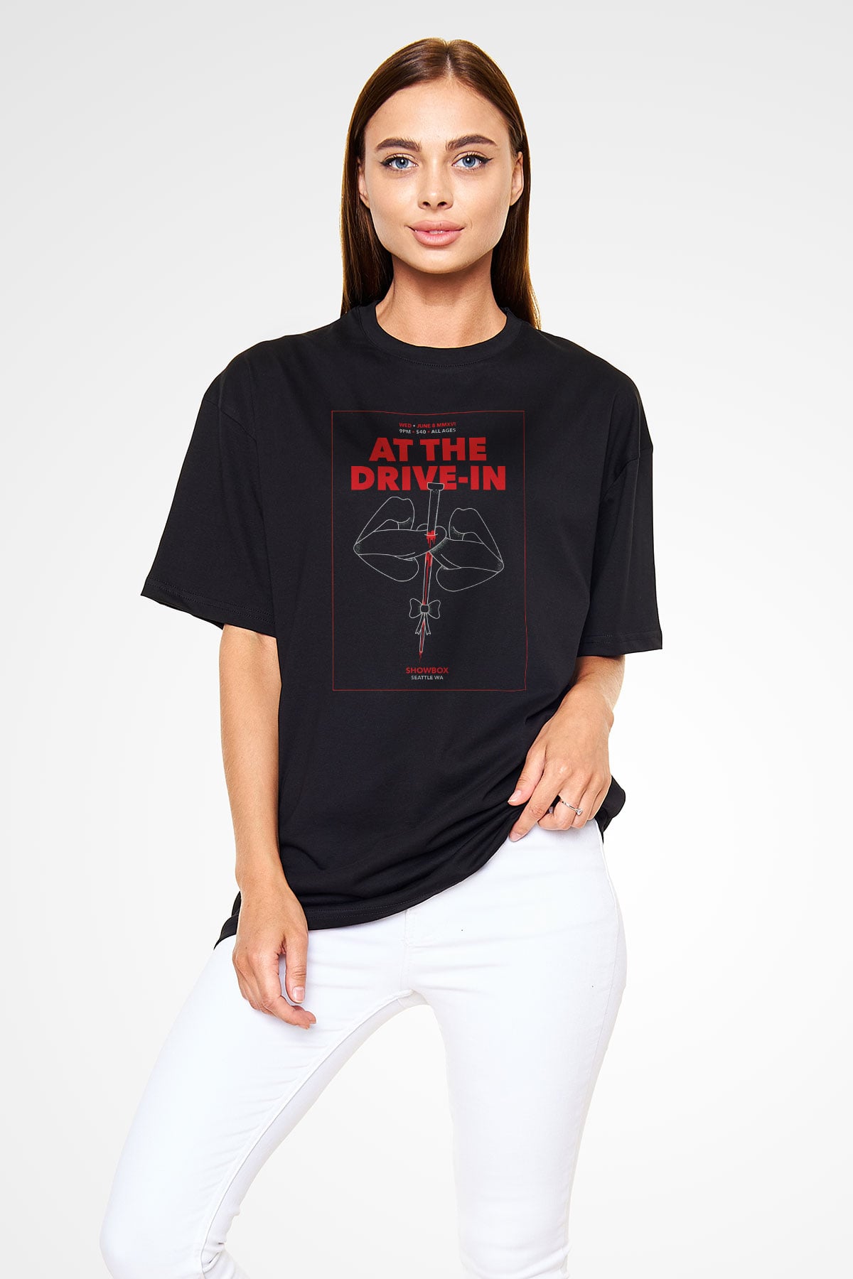 At the Drive-In Siyah Unisex Oversize Tişört T-Shirt