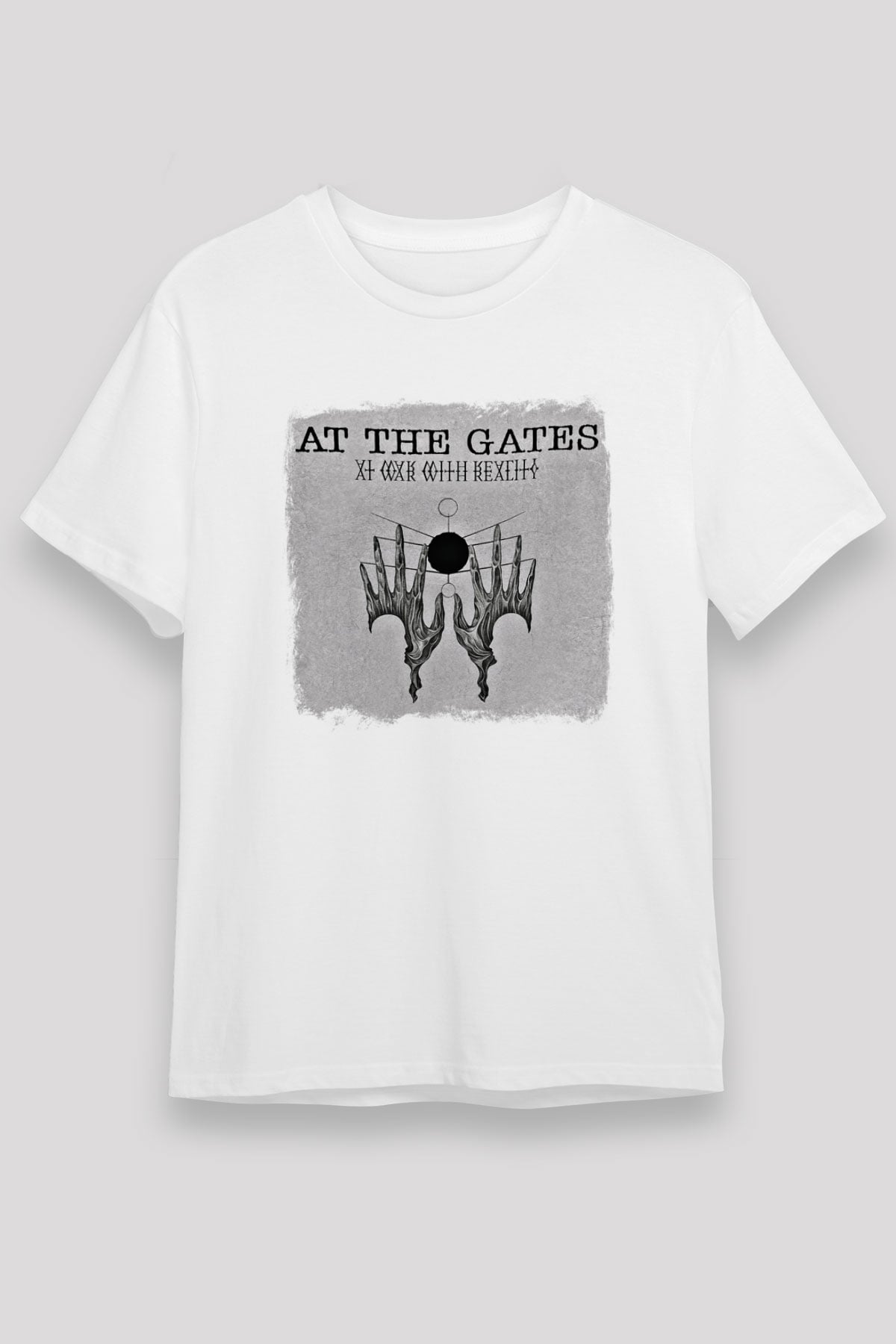 At The Gates Baskılı Unisex Beyaz Tişört