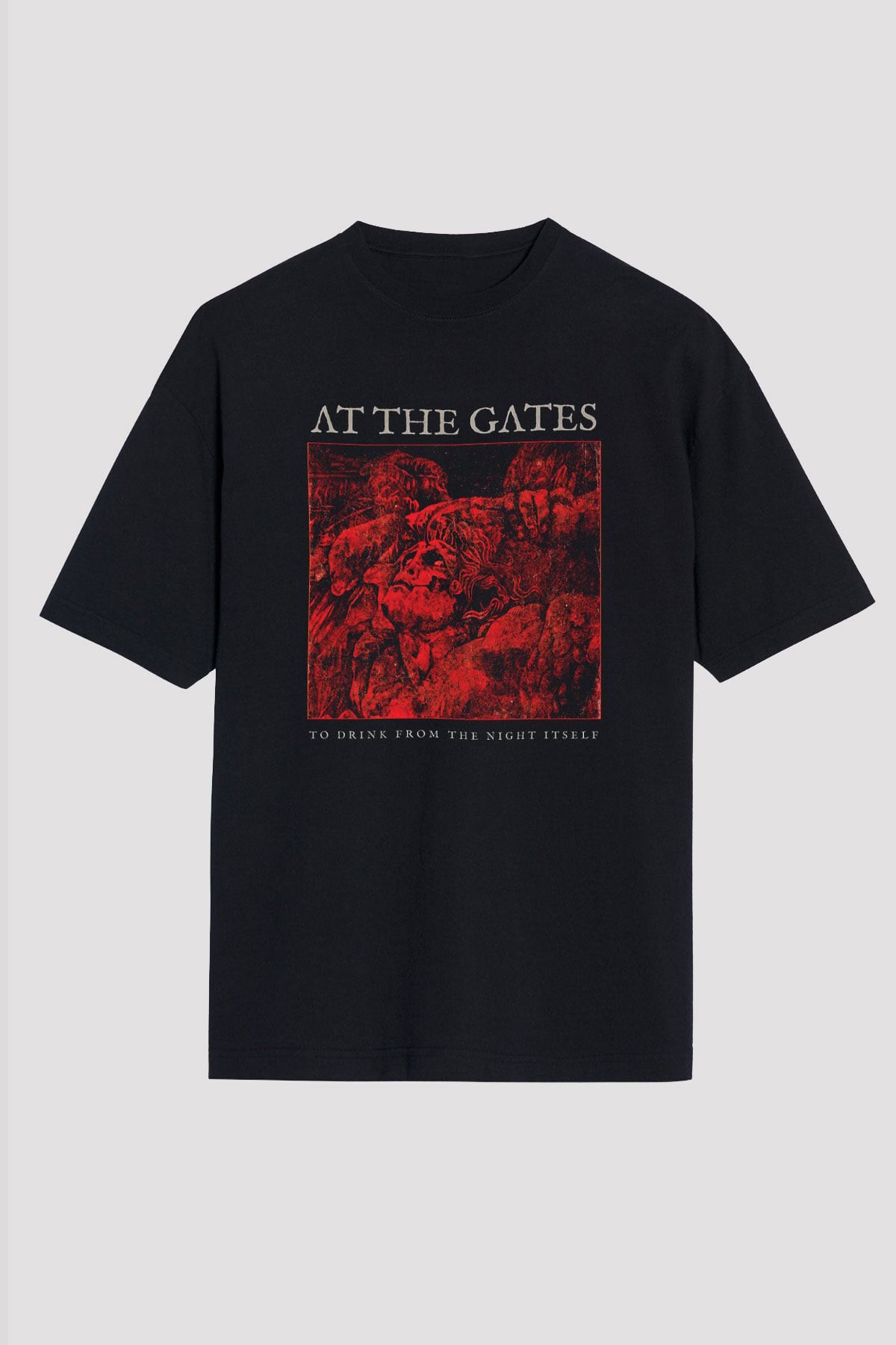 At The Gates Baskılı Unisex Siyah Oversize Tişört