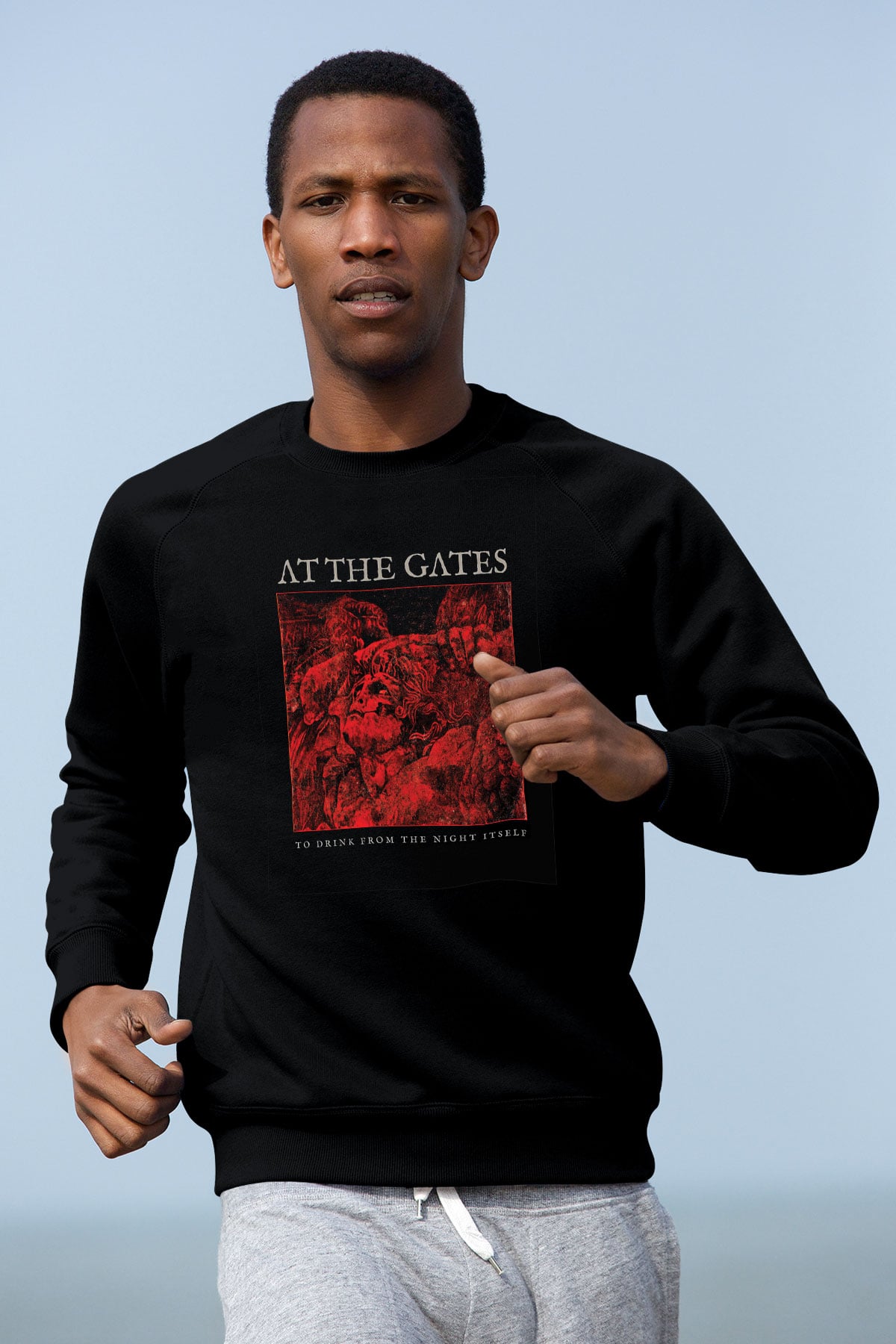 At The Gates Baskılı Unisex Siyah Sweatshirt