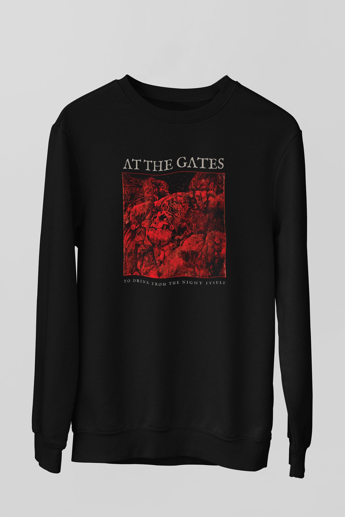 At The Gates Baskılı Unisex Siyah Sweatshirt