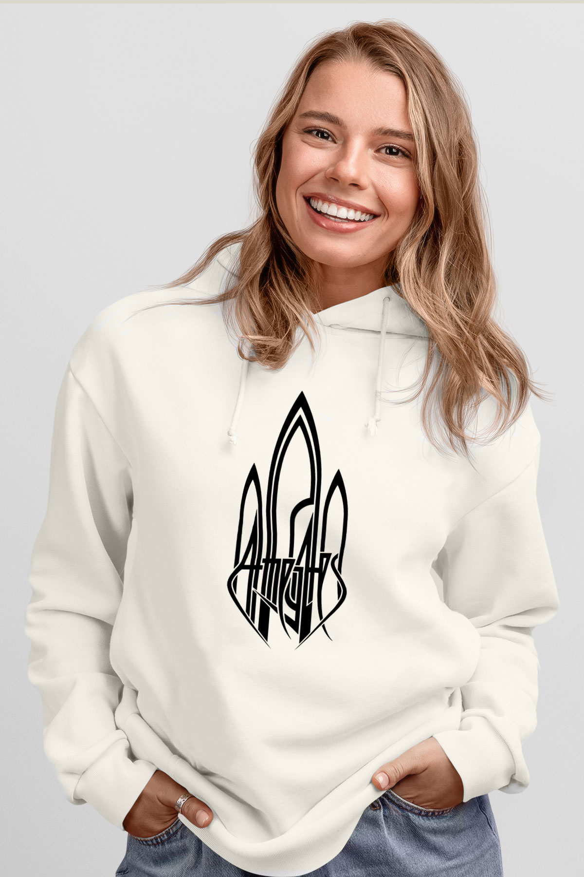 At The Gates Beyaz Unisex Kapşonlu Sweatshirt