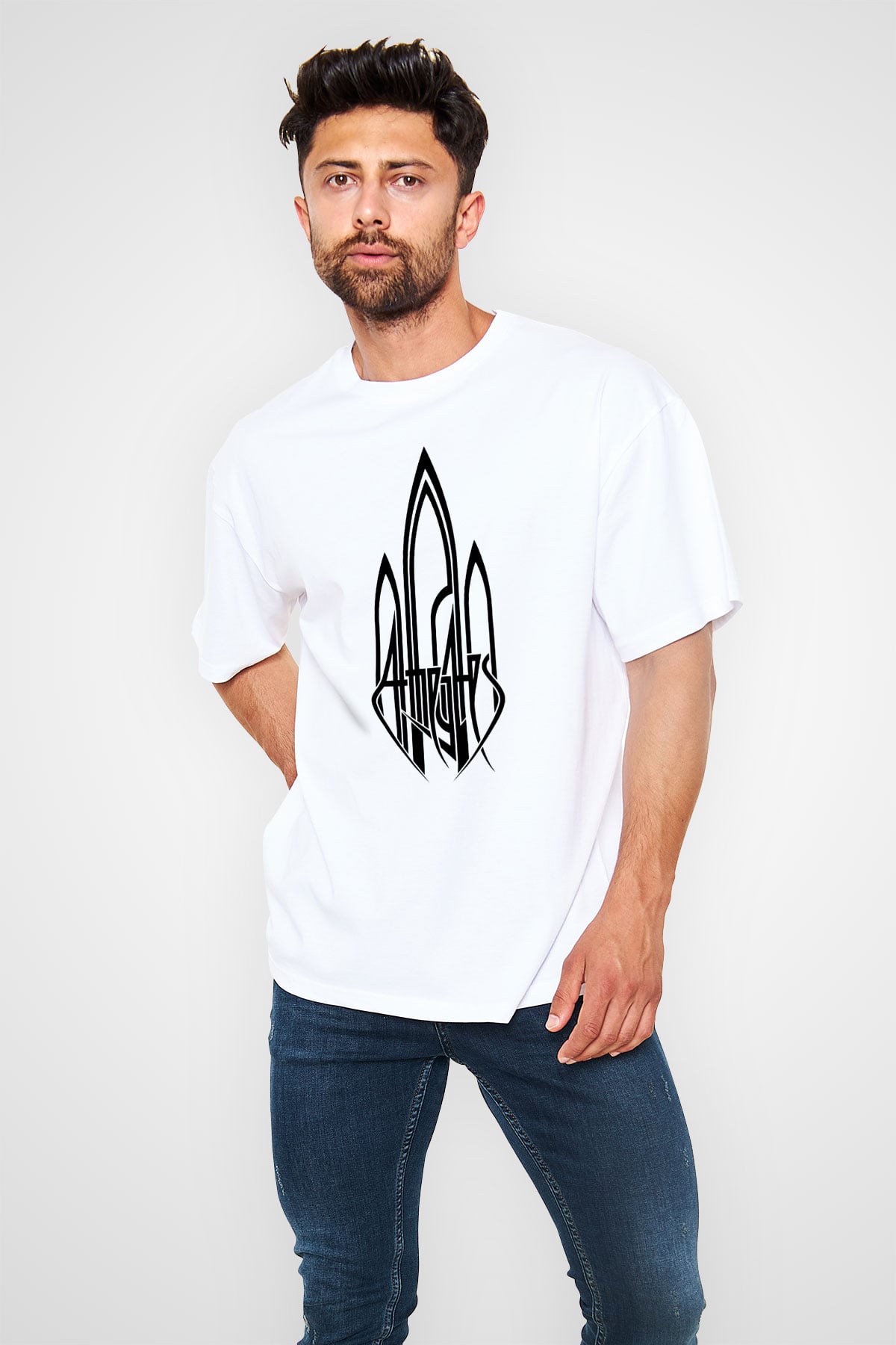 At The Gates Beyaz Unisex Oversize Tişört T-Shirt