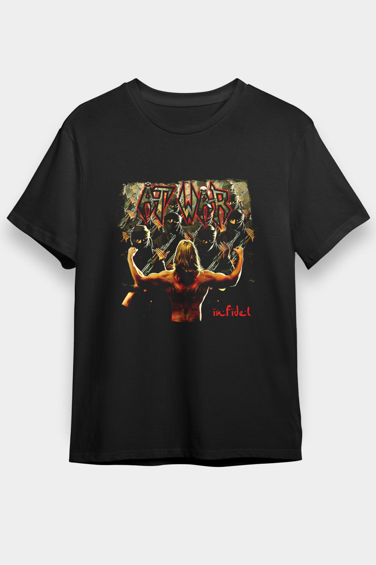 At War Baskılı Unisex Siyah Tişört