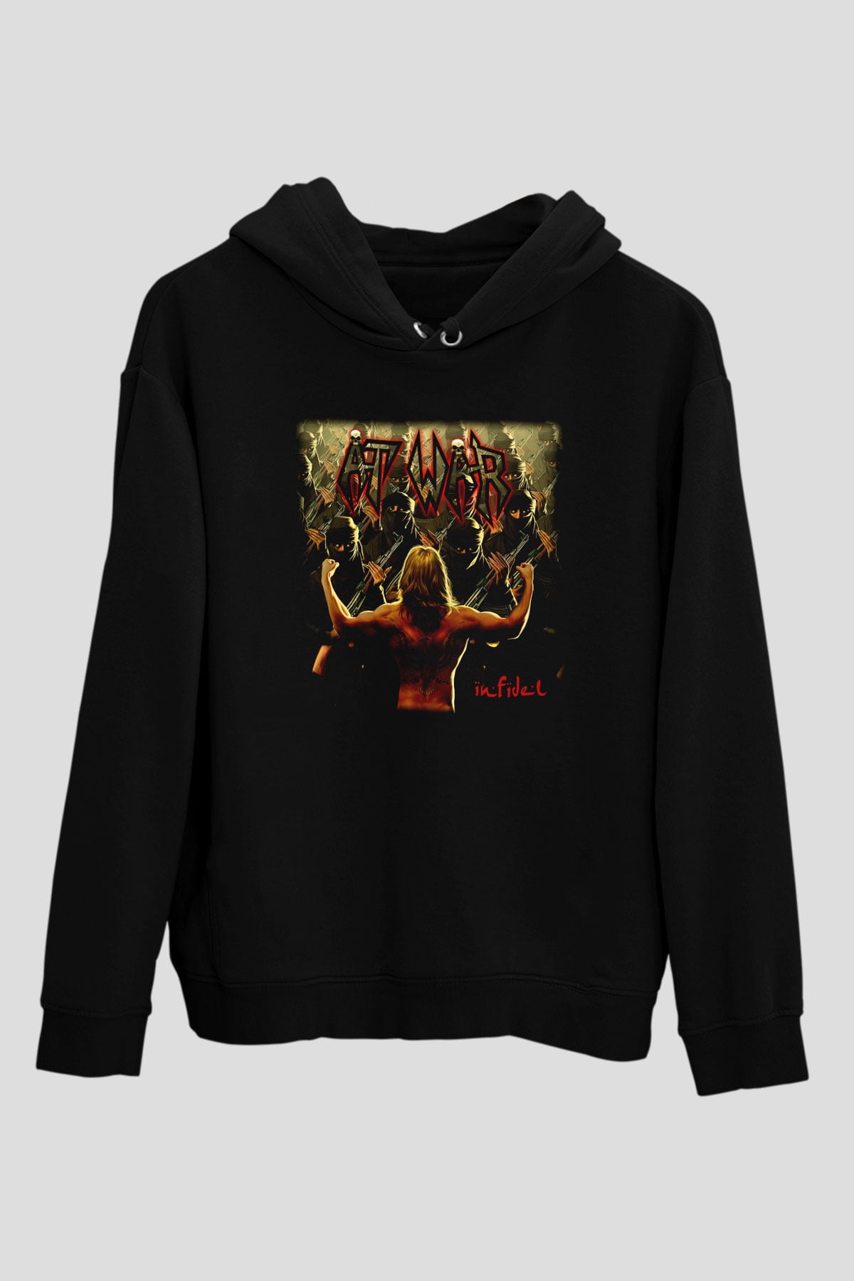 At War Siyah Unisex Kapüşonlu Sweatshirt