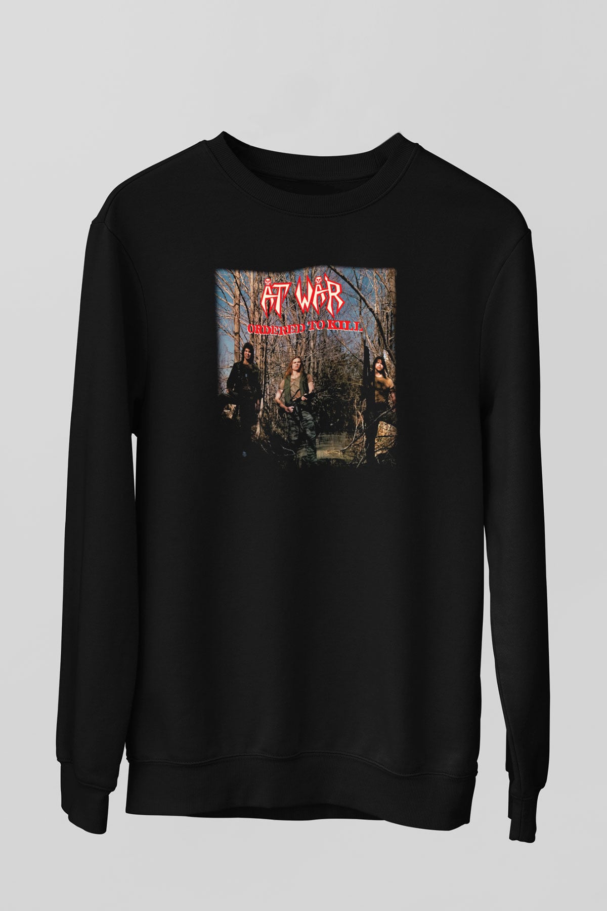 At War Siyah Unisex Sweatshirt