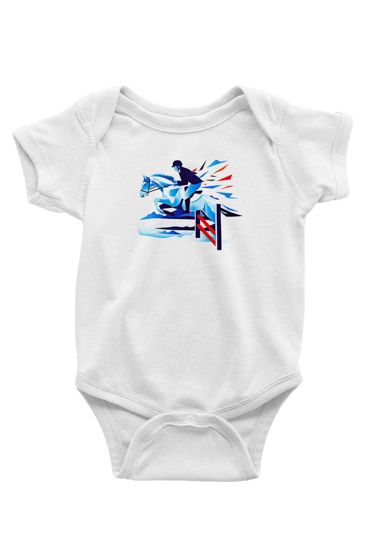 At Yarışı Baskılı Beyaz Bebek Body - Zıbın