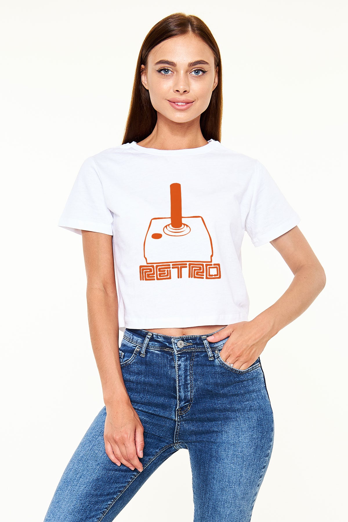 Atari Beyaz Croptop Tişört