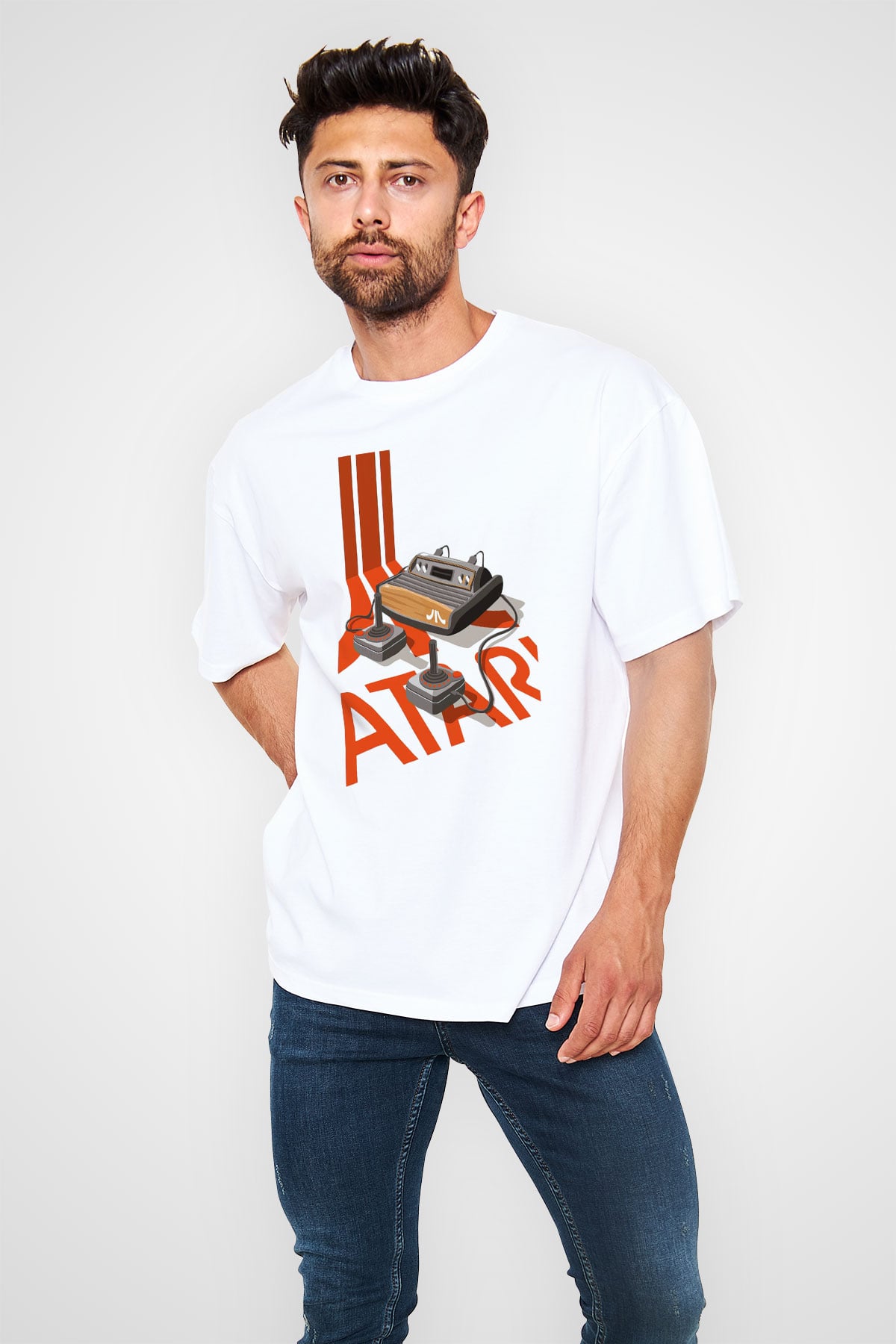 Atari Beyaz Unisex Oversize Tişört T-Shirt