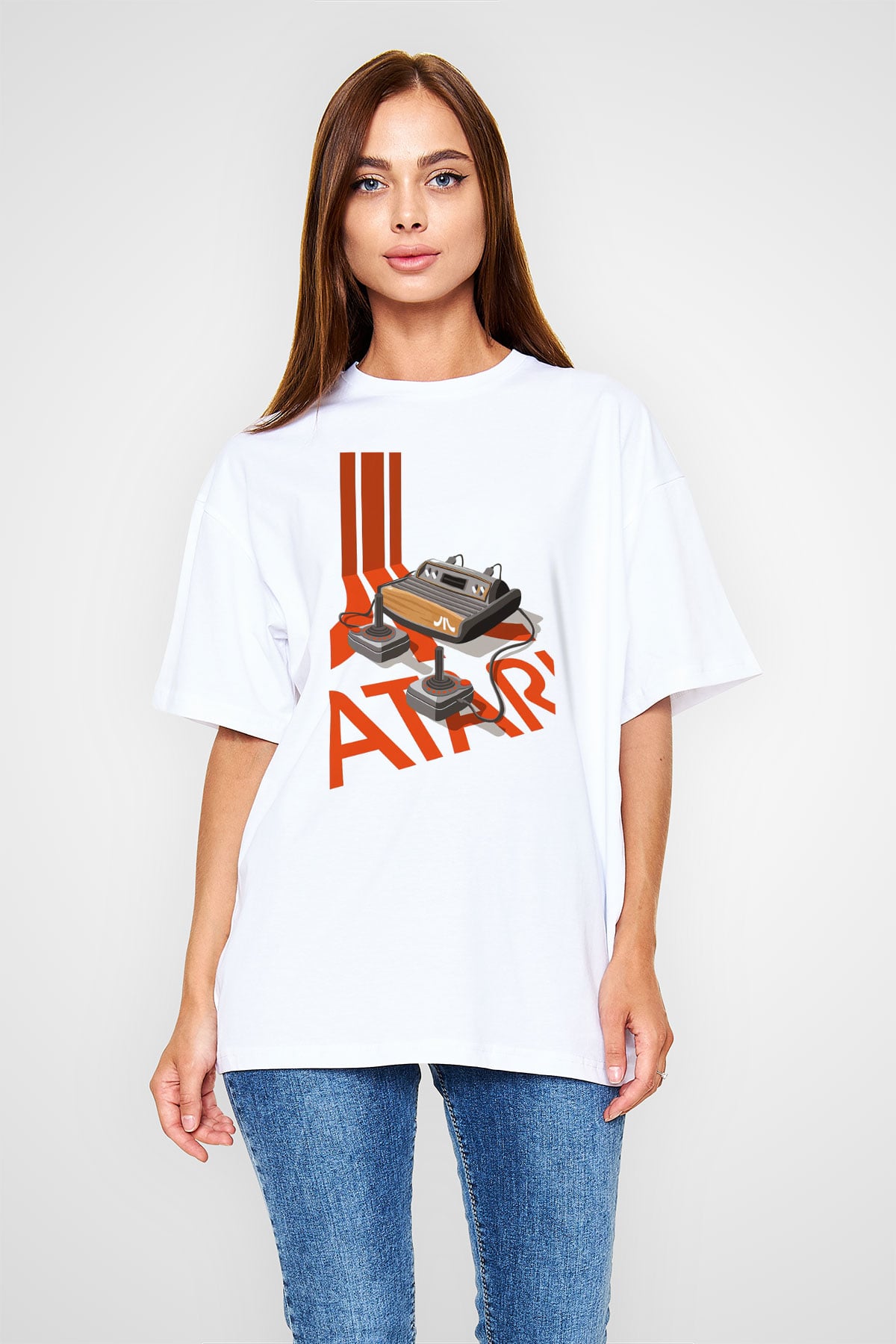 Atari Beyaz Unisex Oversize Tişört T-Shirt