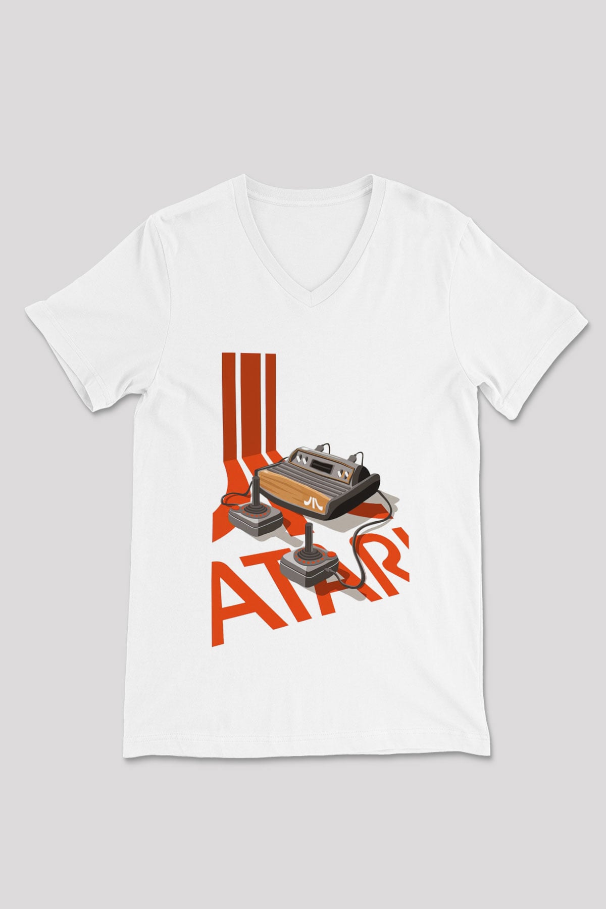 Atari Beyaz Unisex V Yaka Tişört T-Shirt