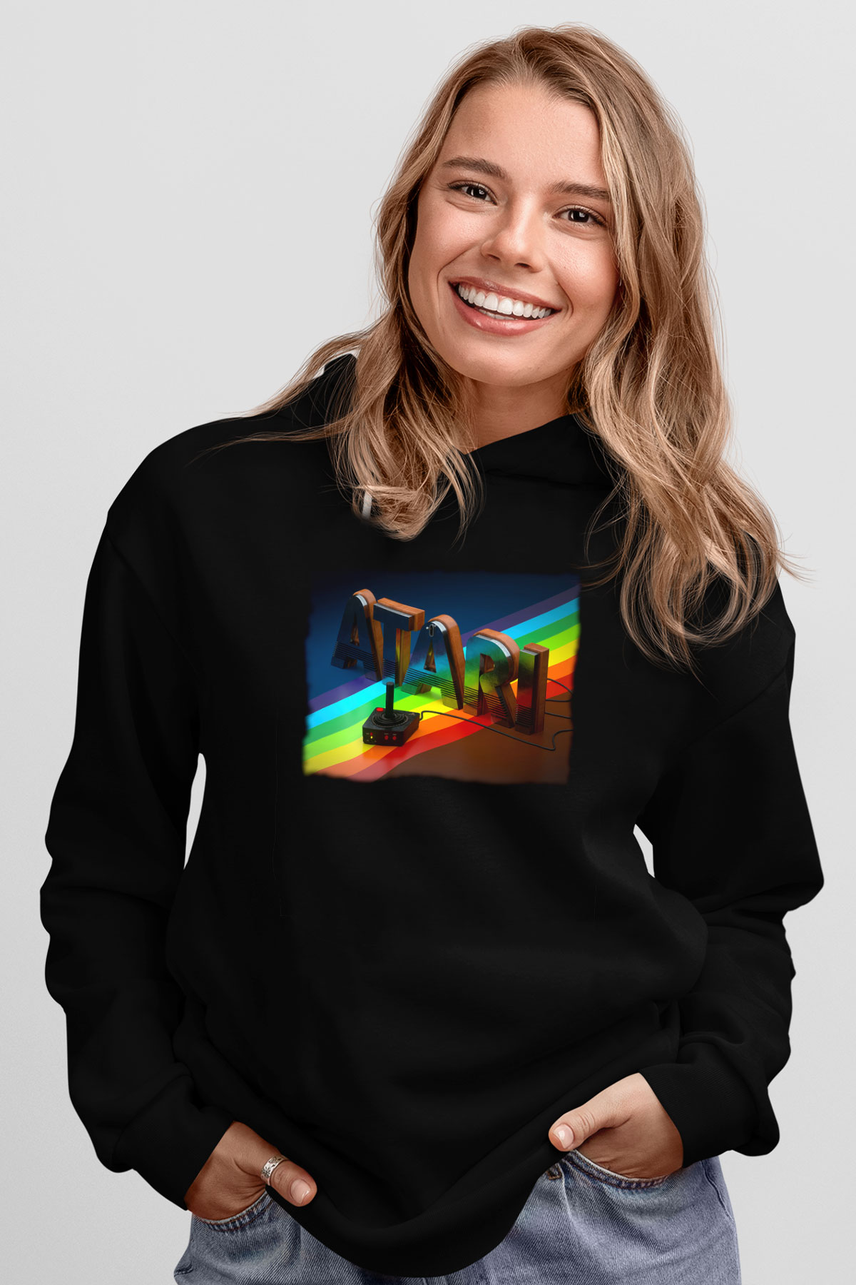 Atari Siyah Unisex Hoodie